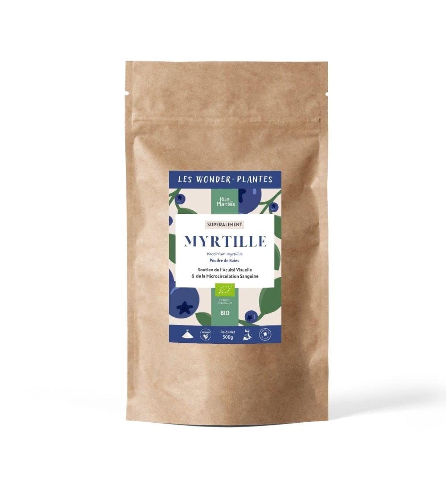 Organic blueberry powder 500g - Wonder-Plantes - many antioxidants and has a high content of vitamins C A and E - Buy Online on GoSupps.com