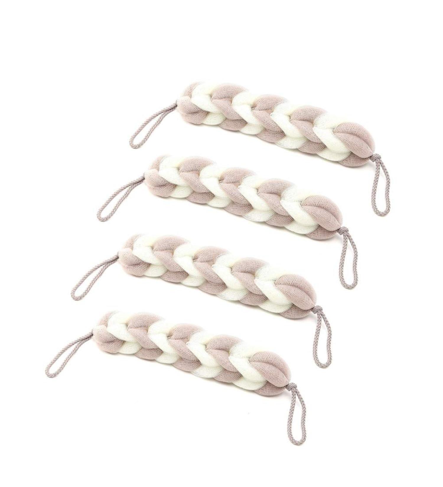 Long Stretchable Coffee Loofah Back Scrubber Set - 4 Exfoliating Shower Sponges - Buy Online on GoSupps.com