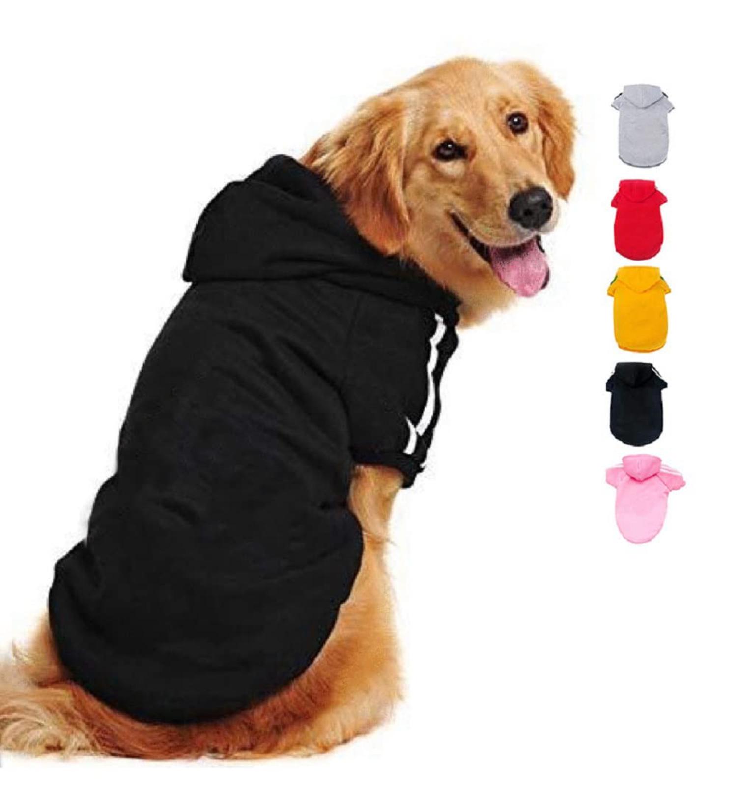 Ducomi Hood Dogs Sweatshirt | 100% Cotton Dog Sweater for All Breeds & Sizes | Warm Monochrome Coat XS to 9XL (Black XL) - Buy Online on GoSupps.com
