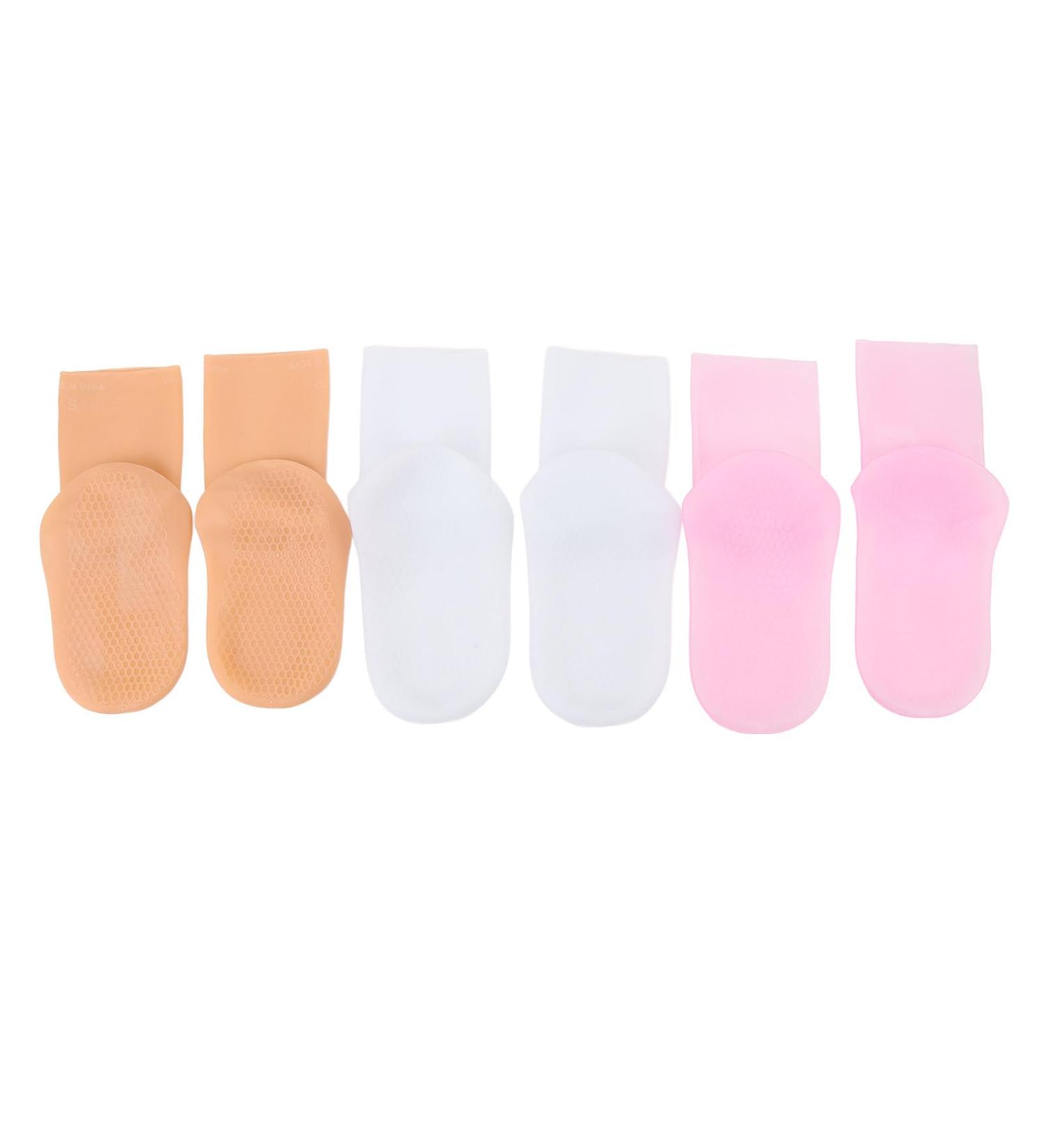 3 Pairs Silicone Moisturizing Socks Flexible Elastic Hydrating Spa Socks Pedicure Socks for Dry Cracked Feet Pink Skin Tone White (-1411240283012) - Buy Online on GoSupps.com