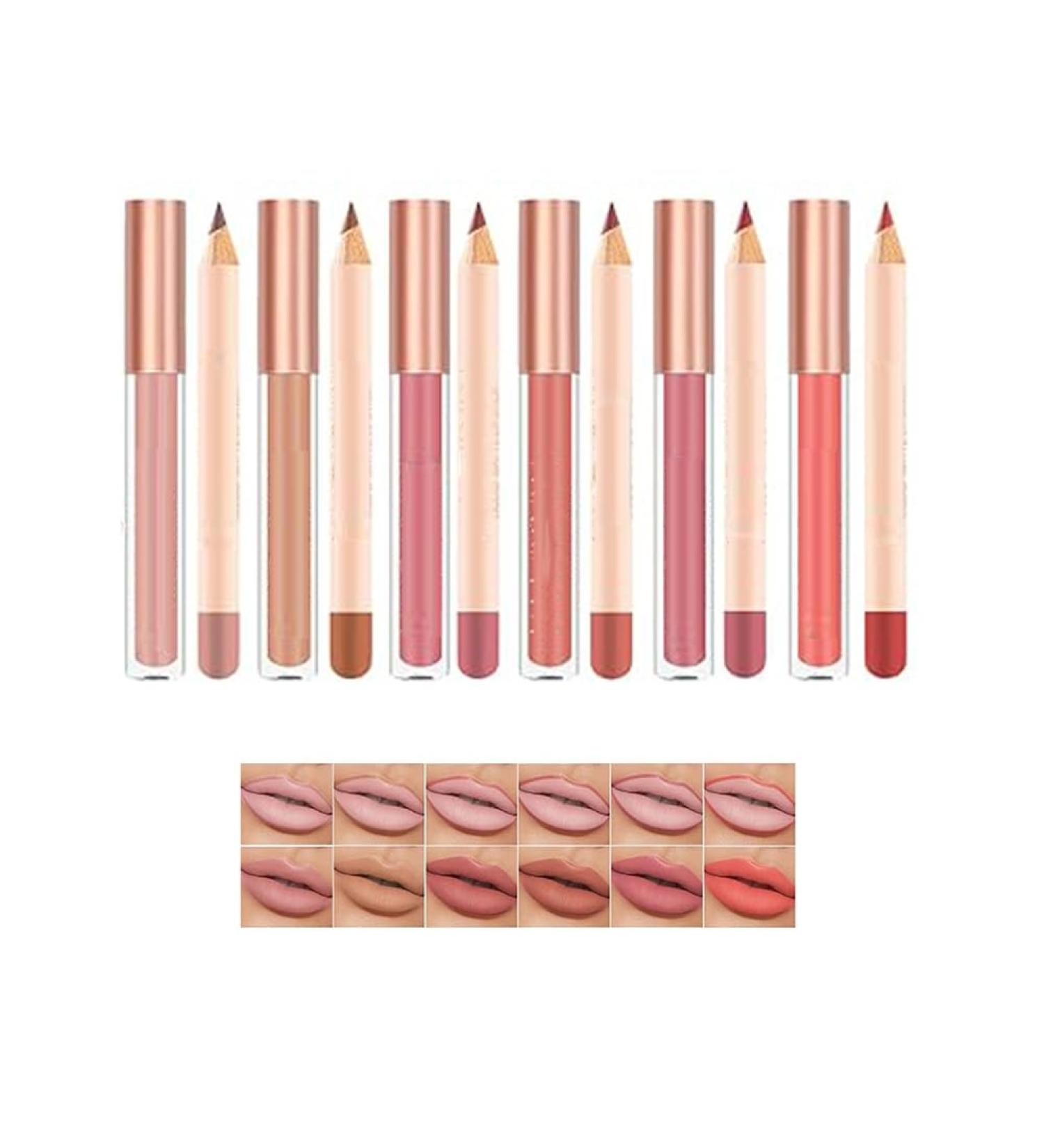  HADAVAKA Lip Liner And Lipstick Sets Nude Lipstick Matte Nude Liquid Lip Stick With Smooth Lip Liner Pencil Non- Sticky Long Lasting Waterproof Lip Stain Lip Makeup Kit For Daily Makeup (A) - Buy Online on GoSupps.com