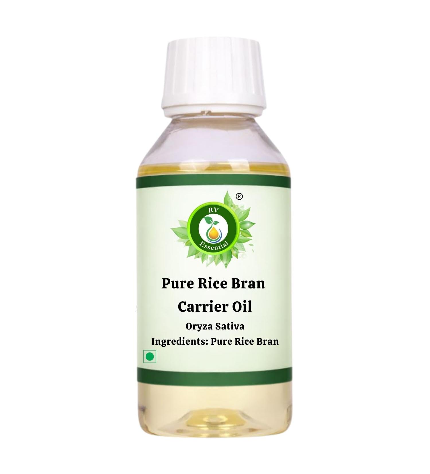 R V Essential Pure Rice Bran Carrier Oil 100ml (3.38oz)- Oryza Sativa (100% Pure and Natural Cold Pressed) 3.38 Fl Oz (Pack of 1) - Buy Online on GoSupps.com