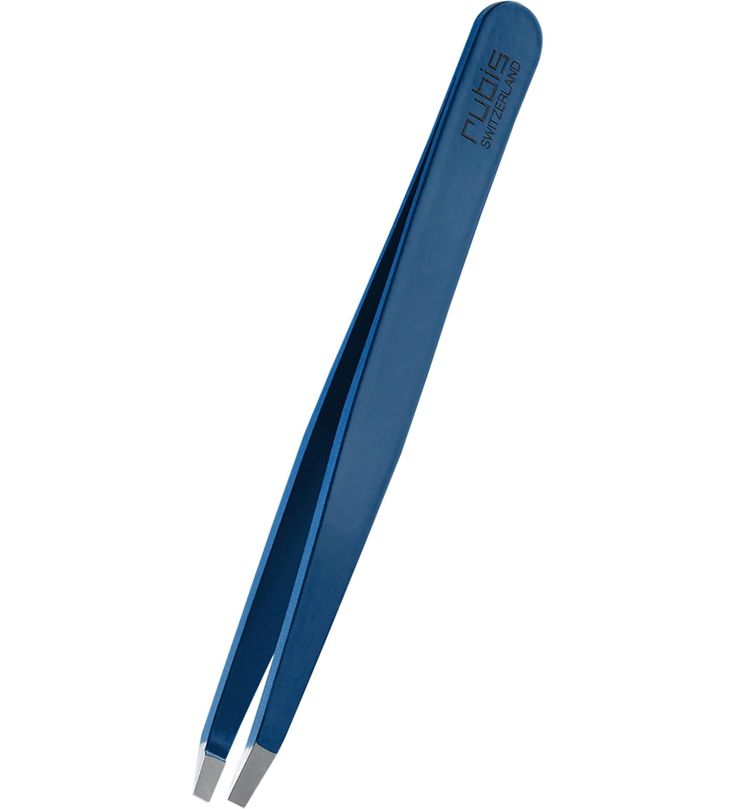 Rubis Universal Eyebrow Tweezers - Straight Tip Eyebrow Plucking Tweezers - Blue - International Shipping Available - Buy Online on GoSupps.com