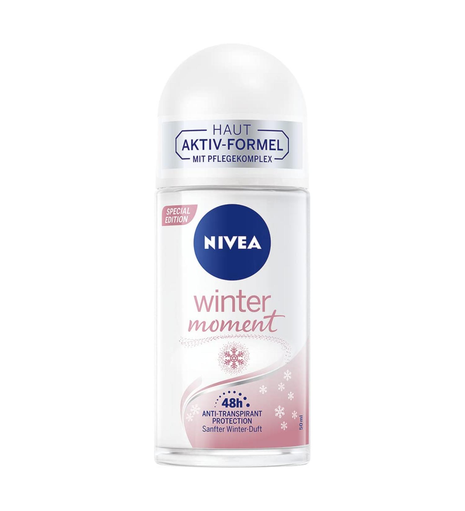 NIVEA Winter Moment Deo Roll-On 50 ml Antiperspirant with Winter Scent 48 Hour Antibacterial Deodorant - Buy Online on GoSupps.com