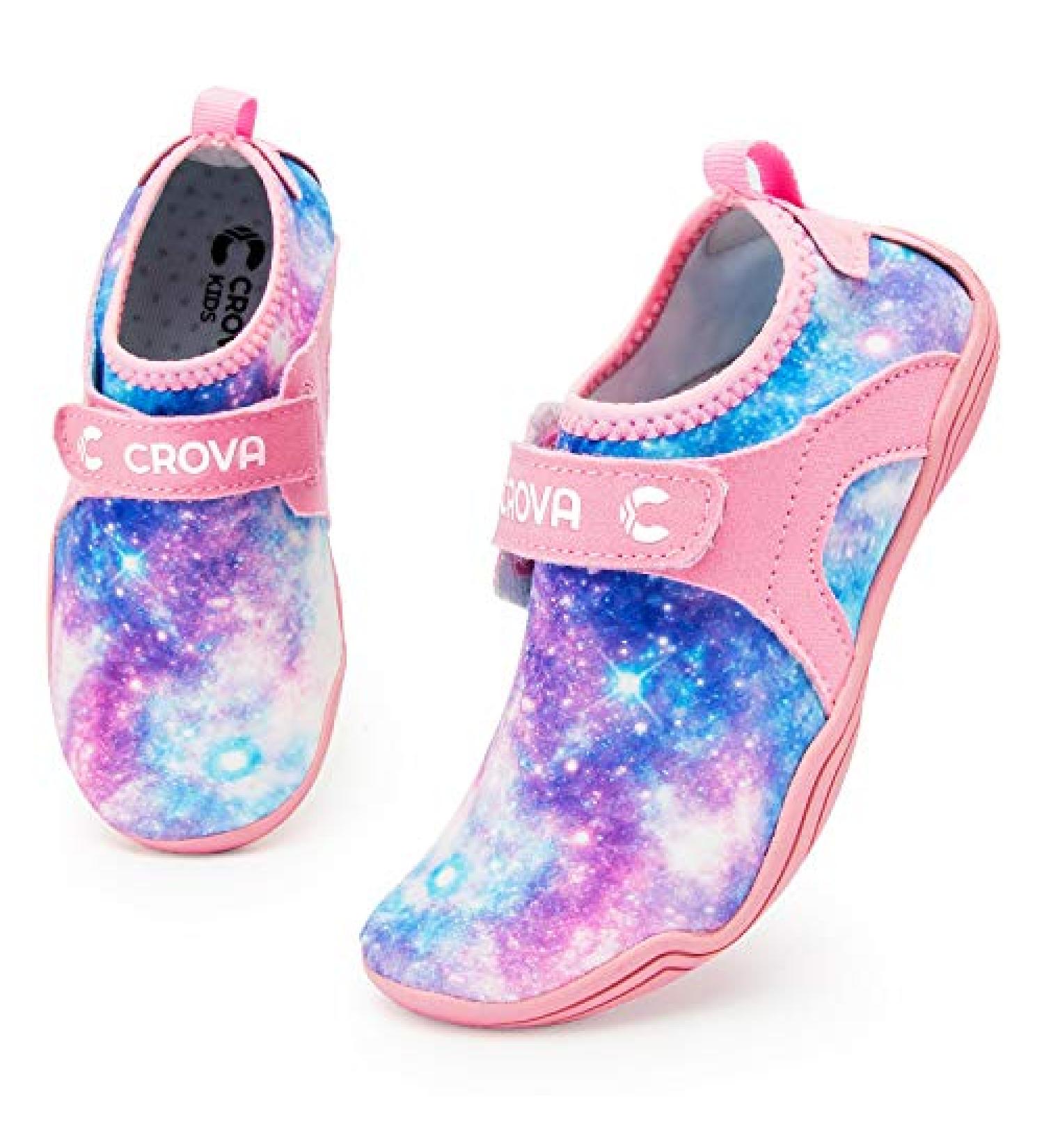 CROVA Kids Water Sports Shoes - Ultra Light Quick-Dry Aqua Socks for Boys Girls - Purple Galaxy Design - Sizes 2.5-10 Toddler/Little Kid - Buy Online on GoSupps.com