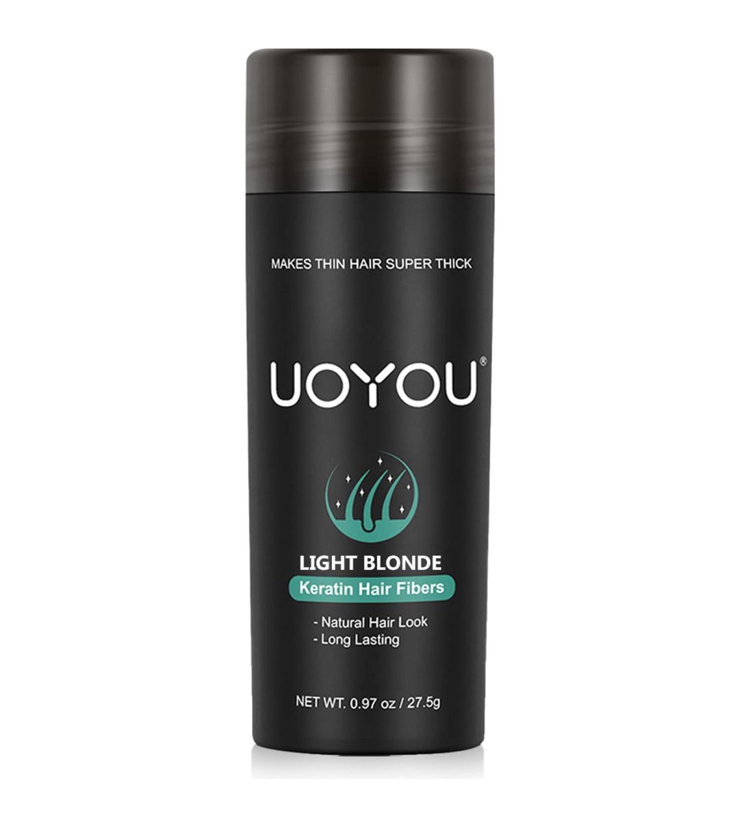UOYOU Light Blonde Hair Fibres 27.50g Bottle - Natural Keratin Hair Fibers Concealer for Thinning Hair | Hair Loss Solution for Men & Women | Light Blonde Hair Building Fibres Powder - Buy Online on GoSupps.com