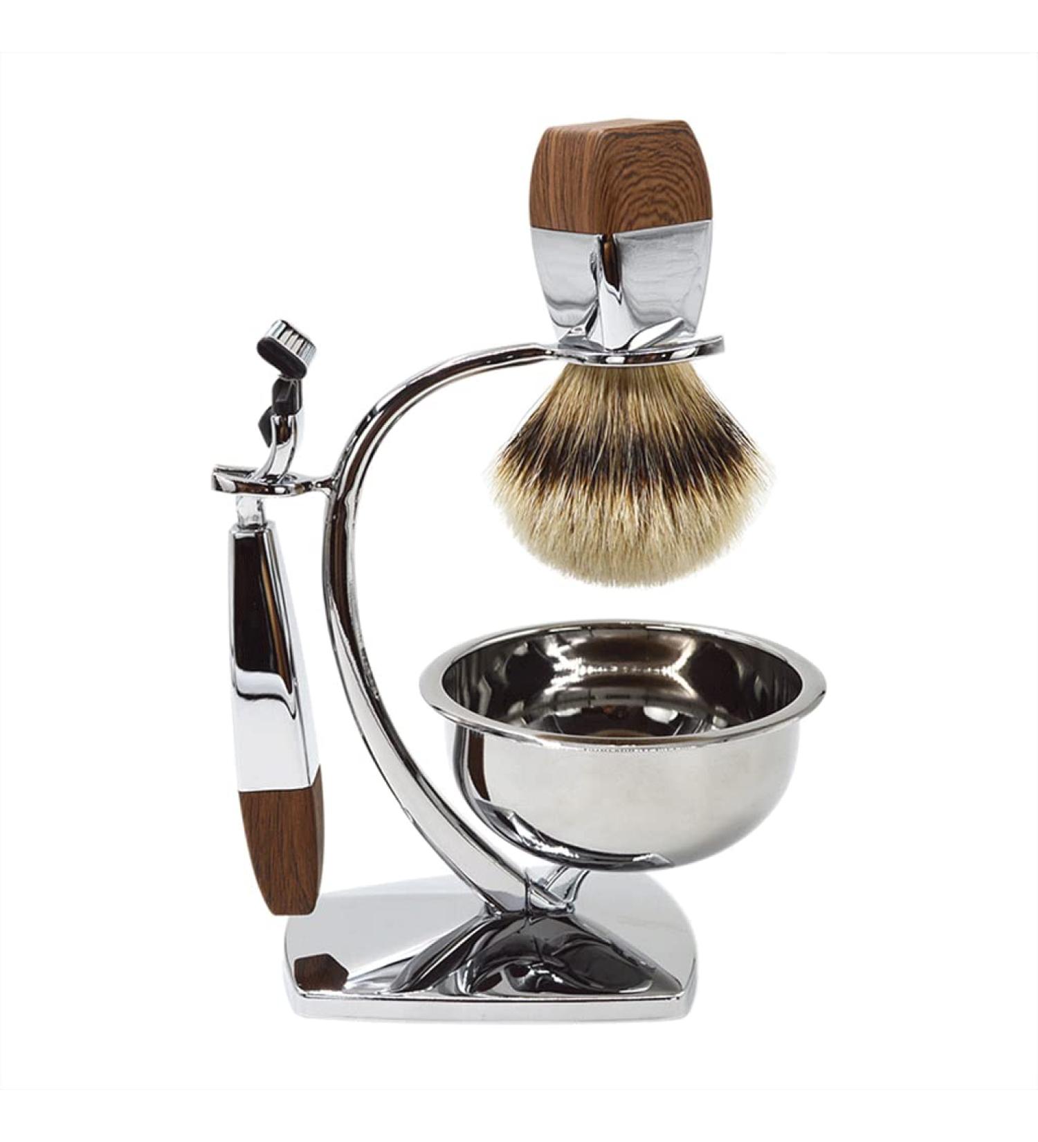 Buy Kjyr Portable Men's Shaving Brush Set - High-Quality Silberspitz Dachhaar Fashionable & Robust Razor 13.5x15cm | International Shipping Available - Buy Online on GoSupps.com