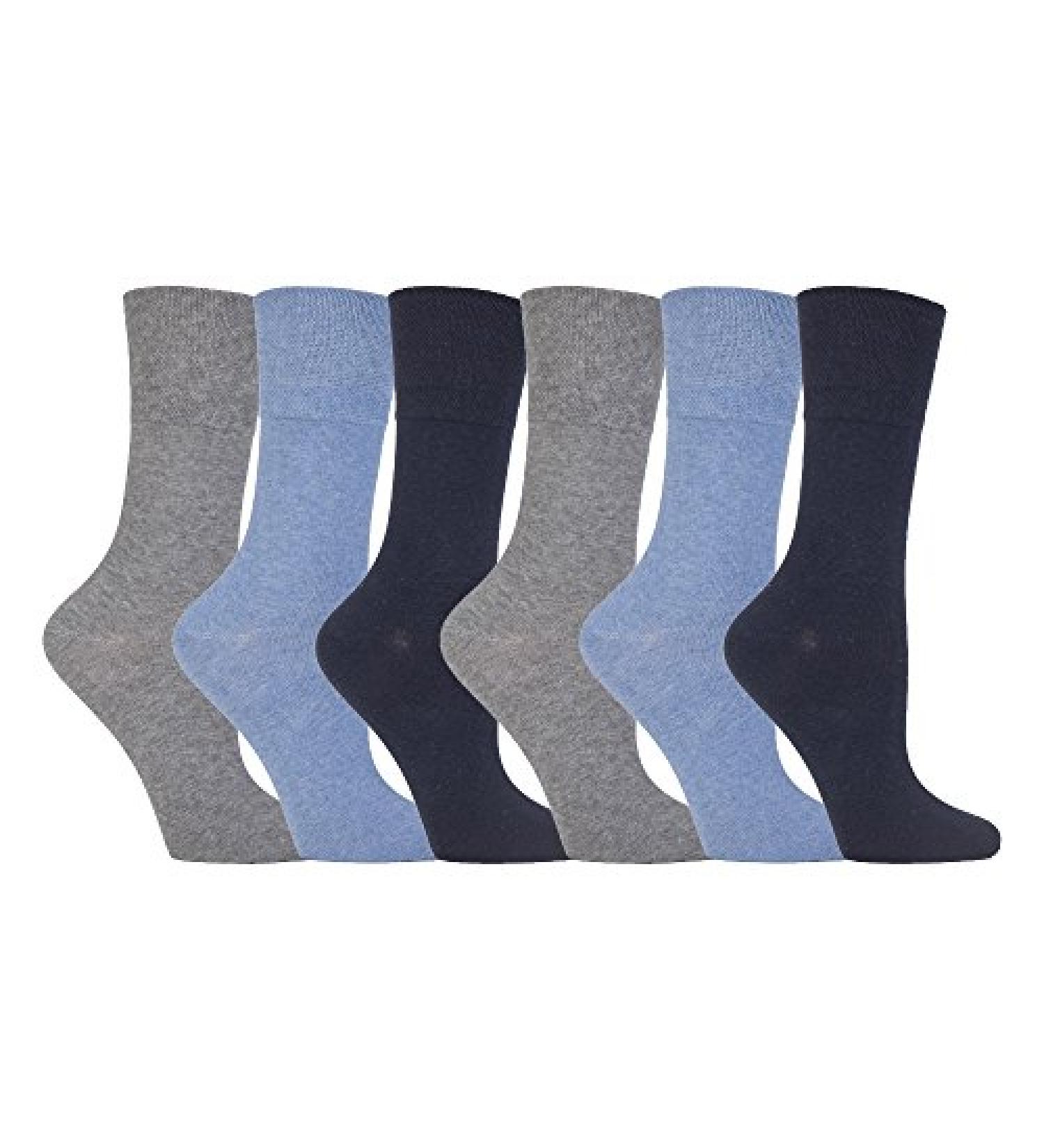 Gentle Grip 6 Pack Ladies Diabetic Socks 5-9 US (Light Blue) - Comfortable & Non-Binding - Buy Online on GoSupps.com