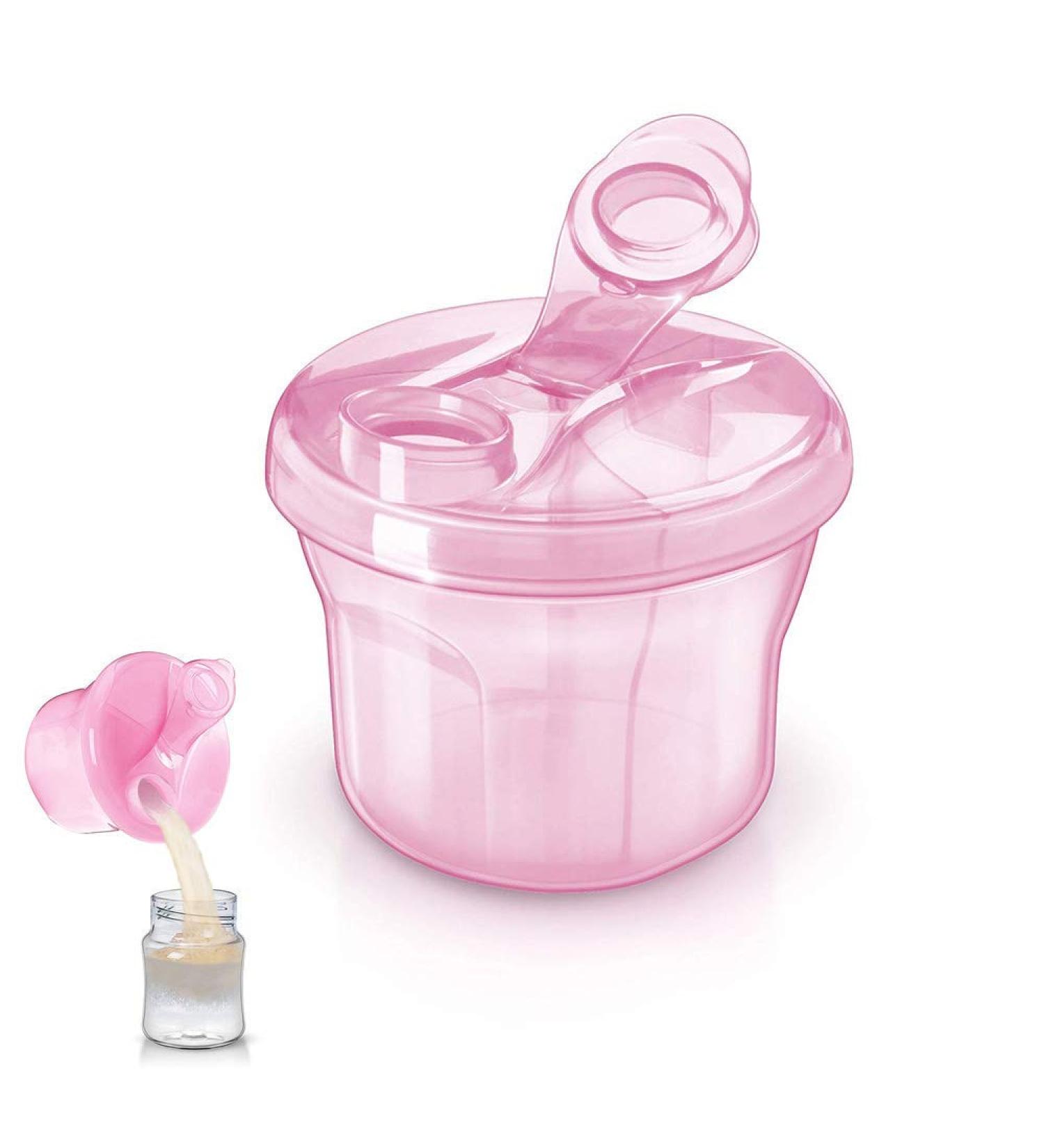 Zeagro Non-Spill Rotating Milk Powder Formula Dispenser - Portable 3 Compartment Snack Box (Pink) - Buy Online on GoSupps.com
