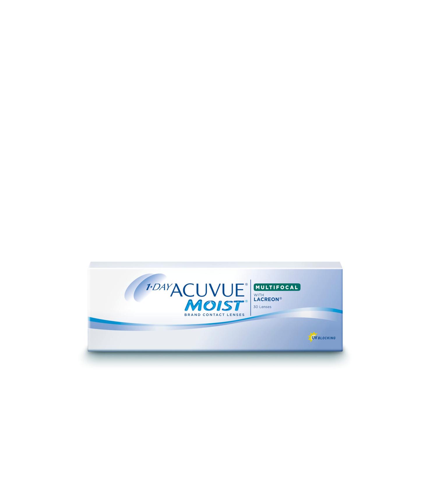 Buy Acuvue 1-Day Moist Multifocal Daily Soft Lenses - 30 Pack | BC 8.4 mm DIA 14.3 Low ADD | International Shipping Available - Buy Online on GoSupps.com