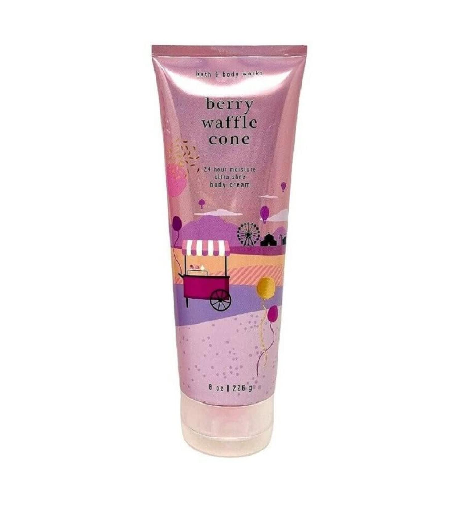 Bath & Body Works Berry Waffle Cone Signature Collection Ultra Shea Body Cream 8 Ounce (Berry Waffle Cone)