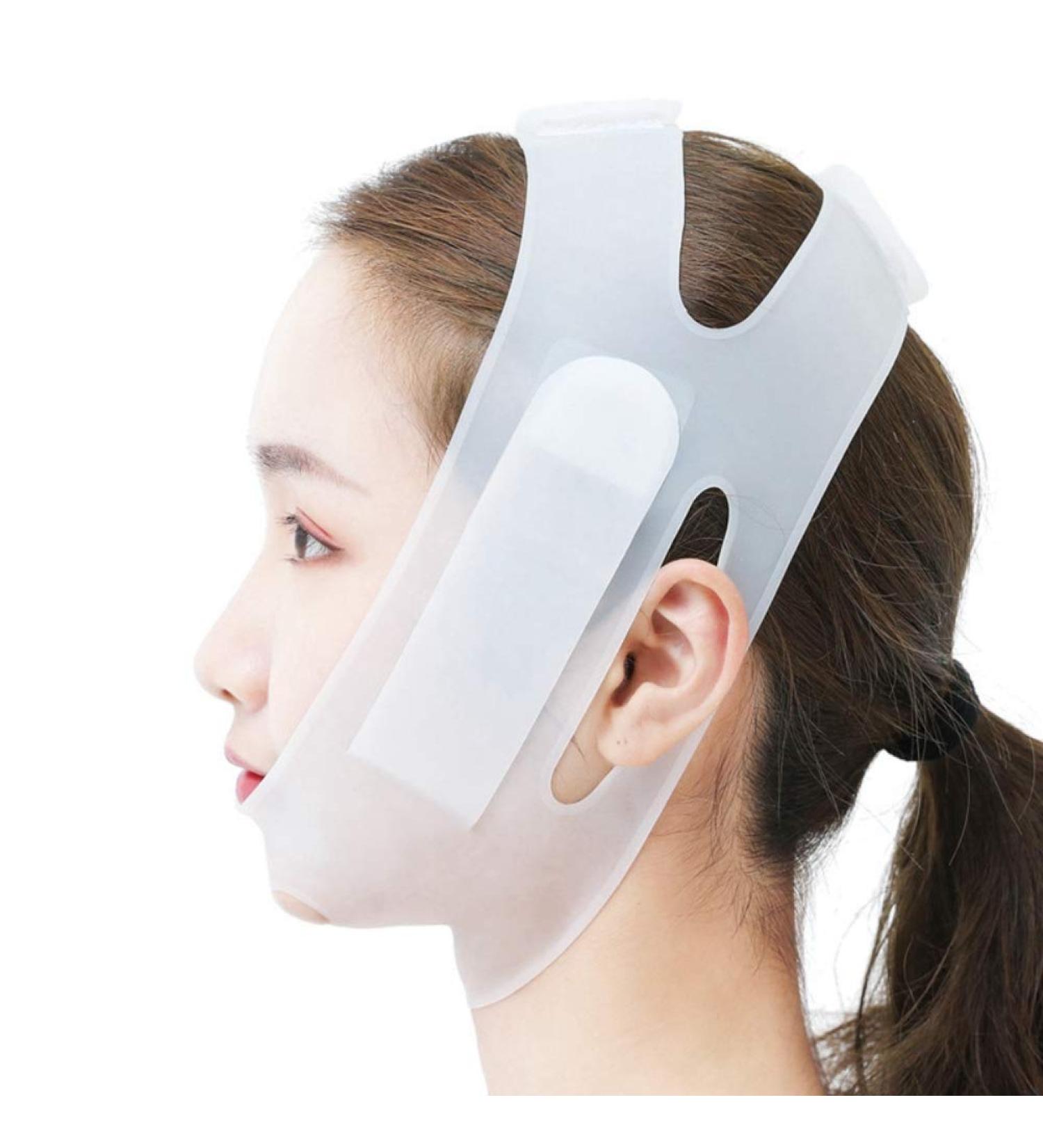 Face Lifting Slimming Belt V Shaped Slimming Face Mask V-Line Chin Cheek Lift Up Band for Women Tightening Face skin and Making V-line Chin and Whitening + Moisturizing - Buy Online on GoSupps.com
