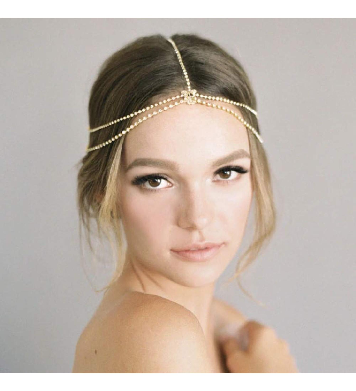 Wekicici Boho Rhinestones Head Chain | Multi-Layered Tassel Hair Accessories for Women & Girls - Perfect for Wedding, Brides & Bridesmaids | Exotic Princess Hair Jewelry in Gold - Buy Online on GoSupps.com