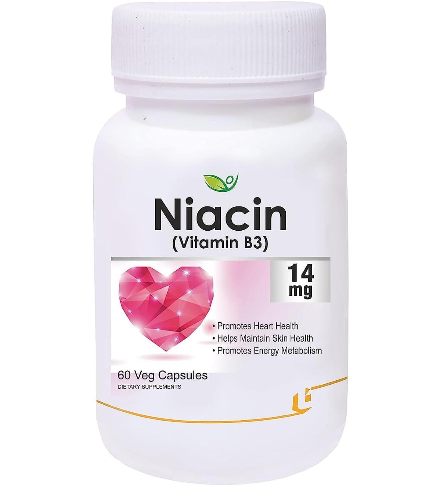 Niacin 14mg Vitamin B3 with Inositol 50mg Supplement - 60 Veg Capsules
