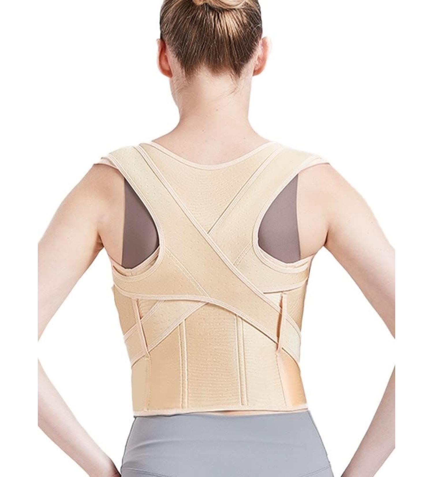 Adjustable Back Brace Posture Corrector for Men & Women | X-Large Apricot | Support for Scoliosis & Hunchback - Buy Online on GoSupps.com
