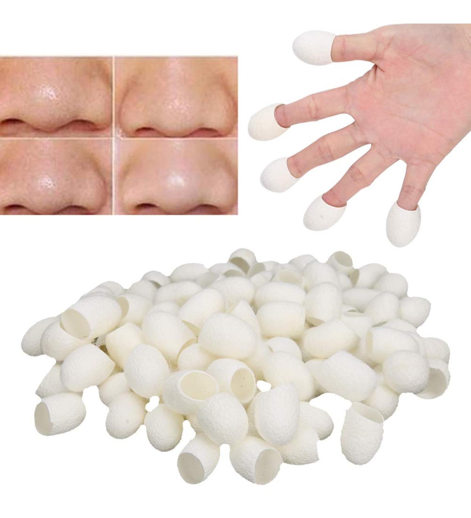 100pcs Cocons de Ver Soie Pores Propres Exfolient la Peau Soins du Visage Cocons de Soies Naturelles limination des Points Noirs Boules de Ver Soie Exfoliantes Riches en Fibro ne Particules C