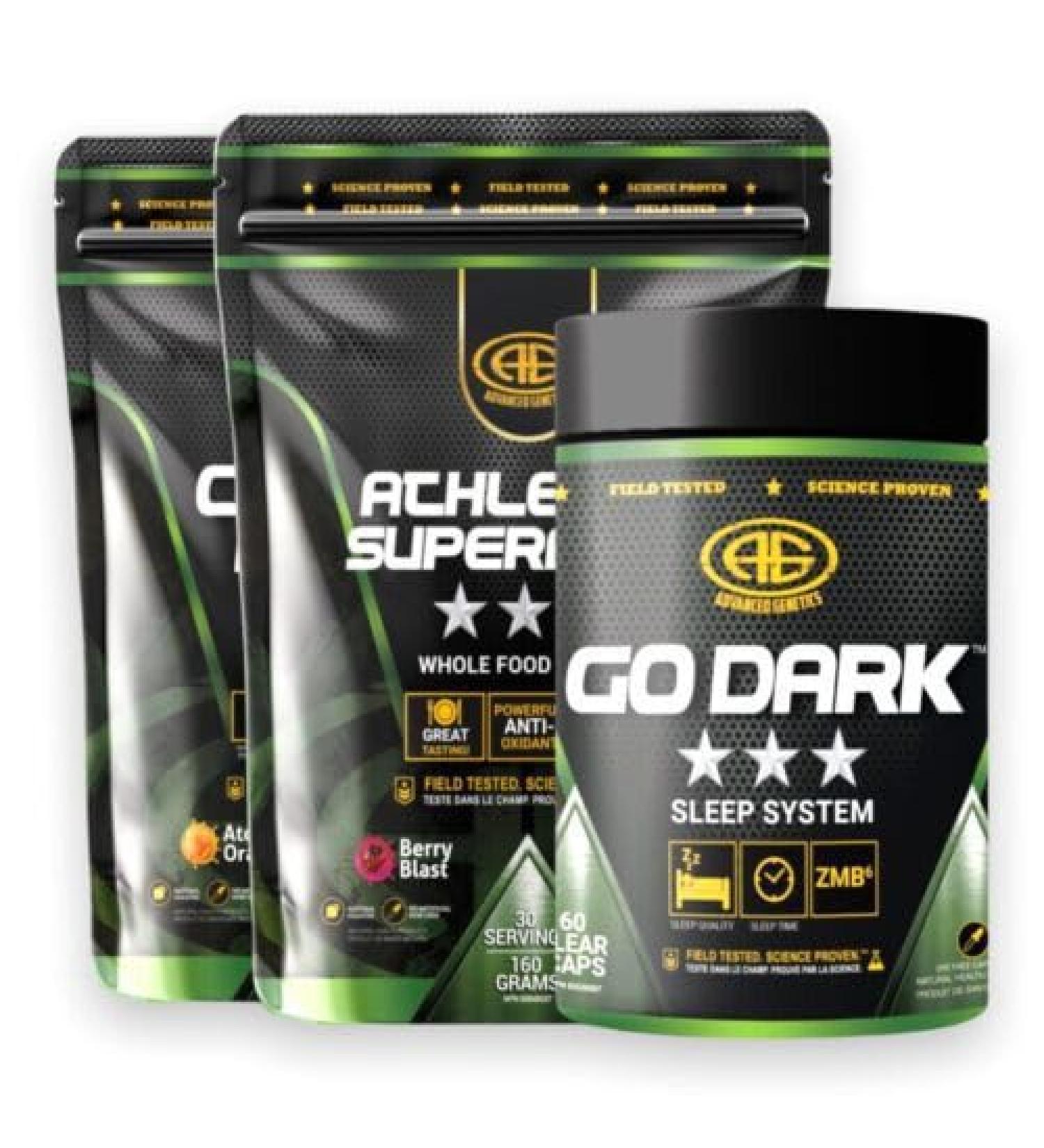 Advanced Genetics Health Stack Nutritional Supplement - Athlete's Superfood Carbon Fiber Go Dark Powder - Unisex Plant-Based Energy & Health Support - 1 Serving