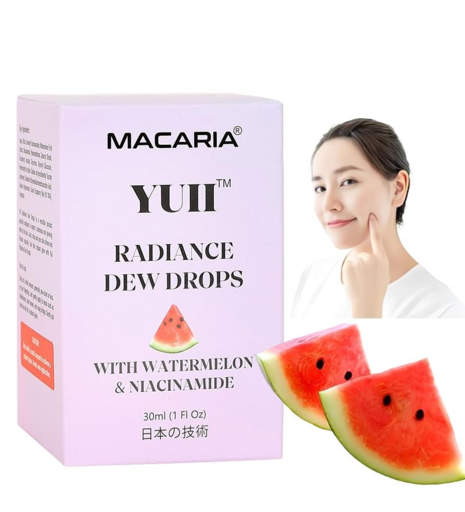  MACARIA YUII Glow Dew Drops Watermelon Niacinamide Serum Watermelon Glow Toner Highlighter Serum Moisturize with Hyaluronic Acid Lightweight Facial Serum & Priming Liquid Highlighter (Japanese Recipe) - Buy Online on GoSupps.com