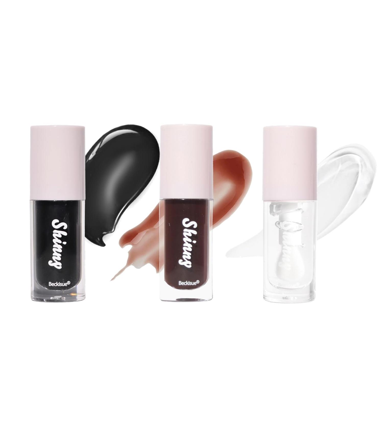 3 Pack Lip Gloss Oil - Mirror Finish - Black Sugar Powder - Moisturizing and Shiny Translucent Oil - Plumping Makeup - Buy Online on GoSupps.com