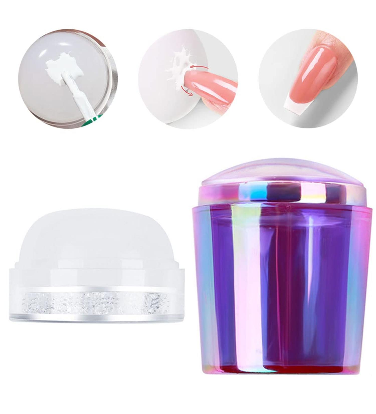 Nail Seal Stamp Silicone Stamper Heads for DIY Nail Art Decoration (2PCS, Purple & Clear) - Buy Online on GoSupps.com