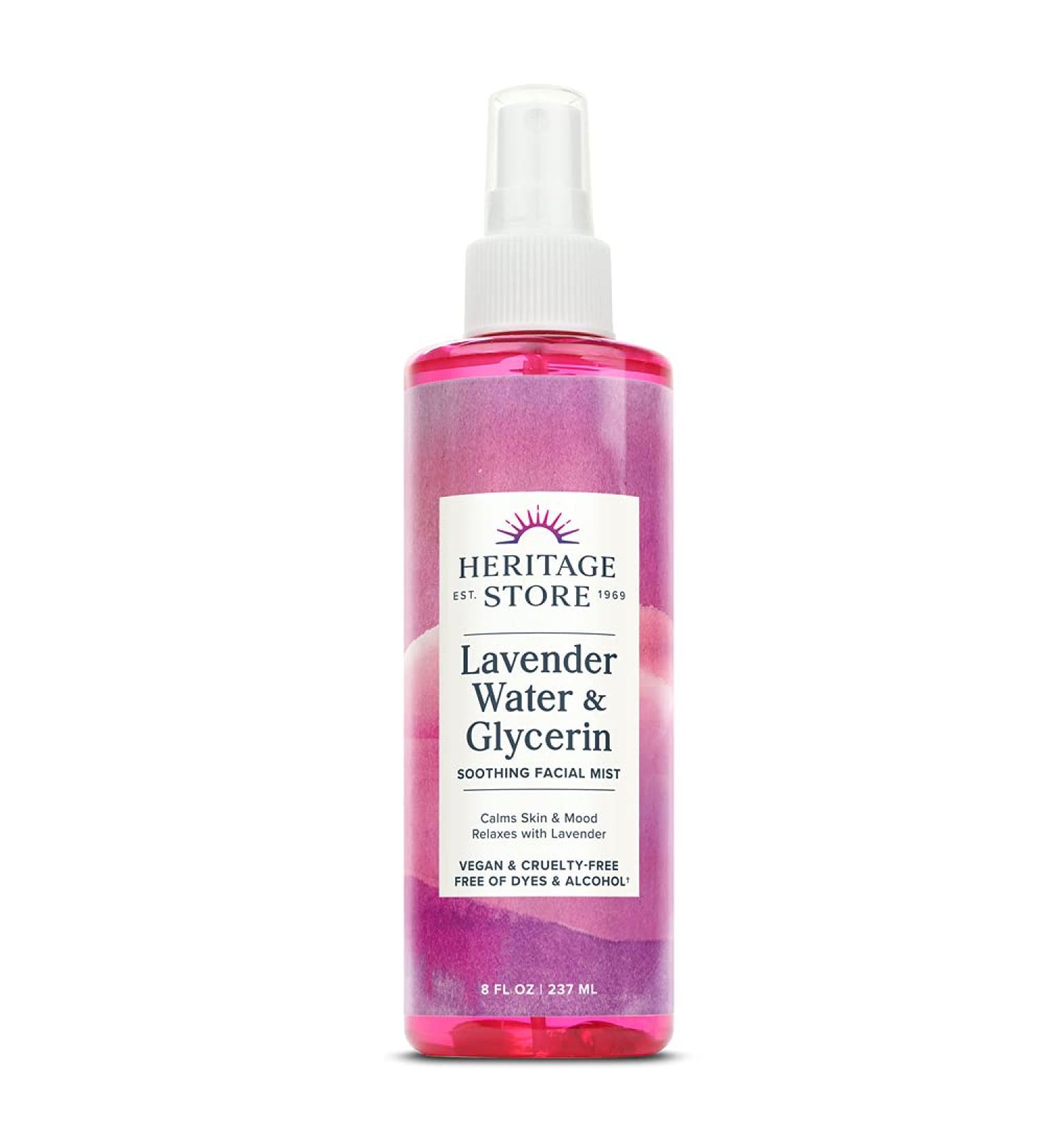 Heritage Store Lavender Water & Glycerin Moisturizer 8 fl oz - Natural Hydration & Soothing Relief - Buy Online on GoSupps.com