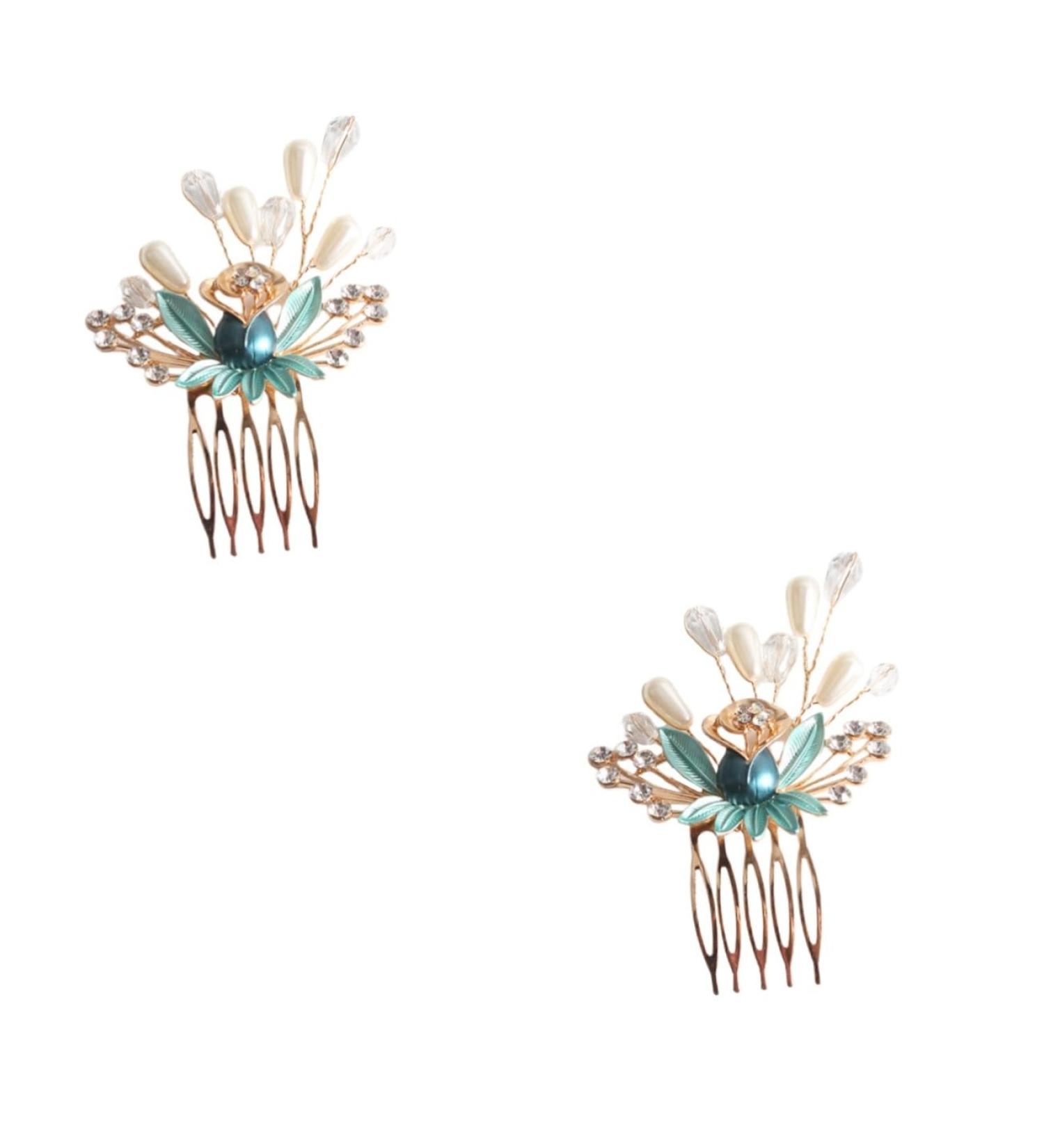 FRCOLOR Set of 2 headpieces for the bride wedding hair accessories wedding hair clips pearl hair pin tiara pearl comb pearl hair comb headpiece - Buy Online on GoSupps.com