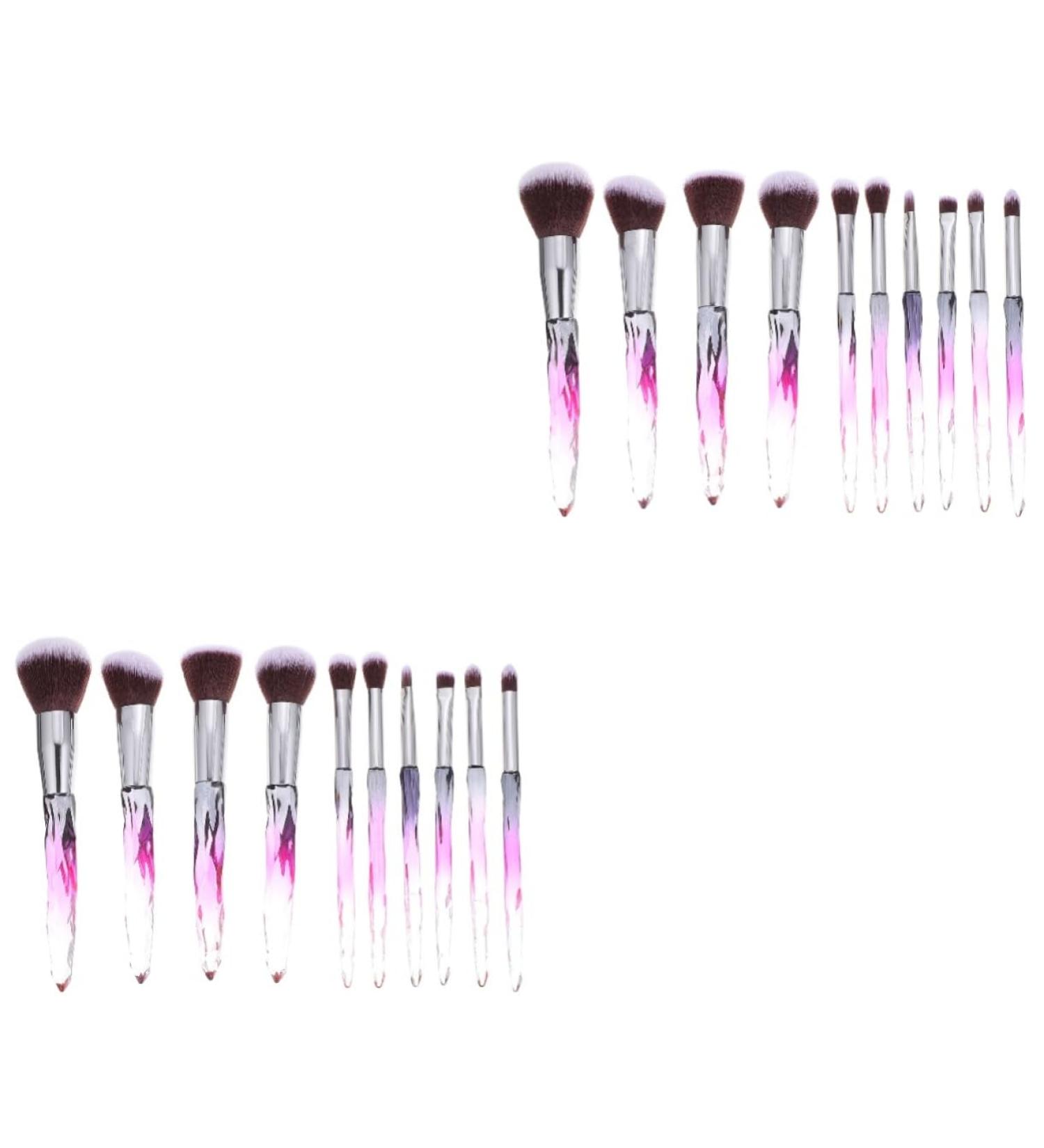20 Pieces Makeup with Plastic Handle Foundation Brush Mixology Kit Eyeliner Brush Eyeshadow Brush Plastic Handle Diamond Handle Crystal Purple - Buy Online on GoSupps.com