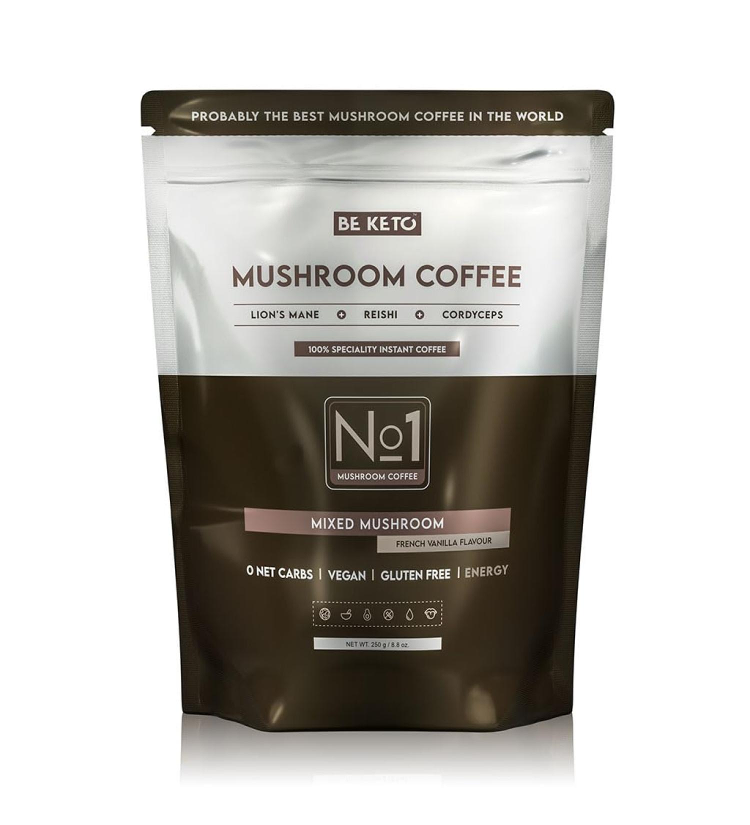 Be Keto Instant Coffee - Mushroom (Lion's Mane Cordyceps and Reishi) - French Vanilla 250g