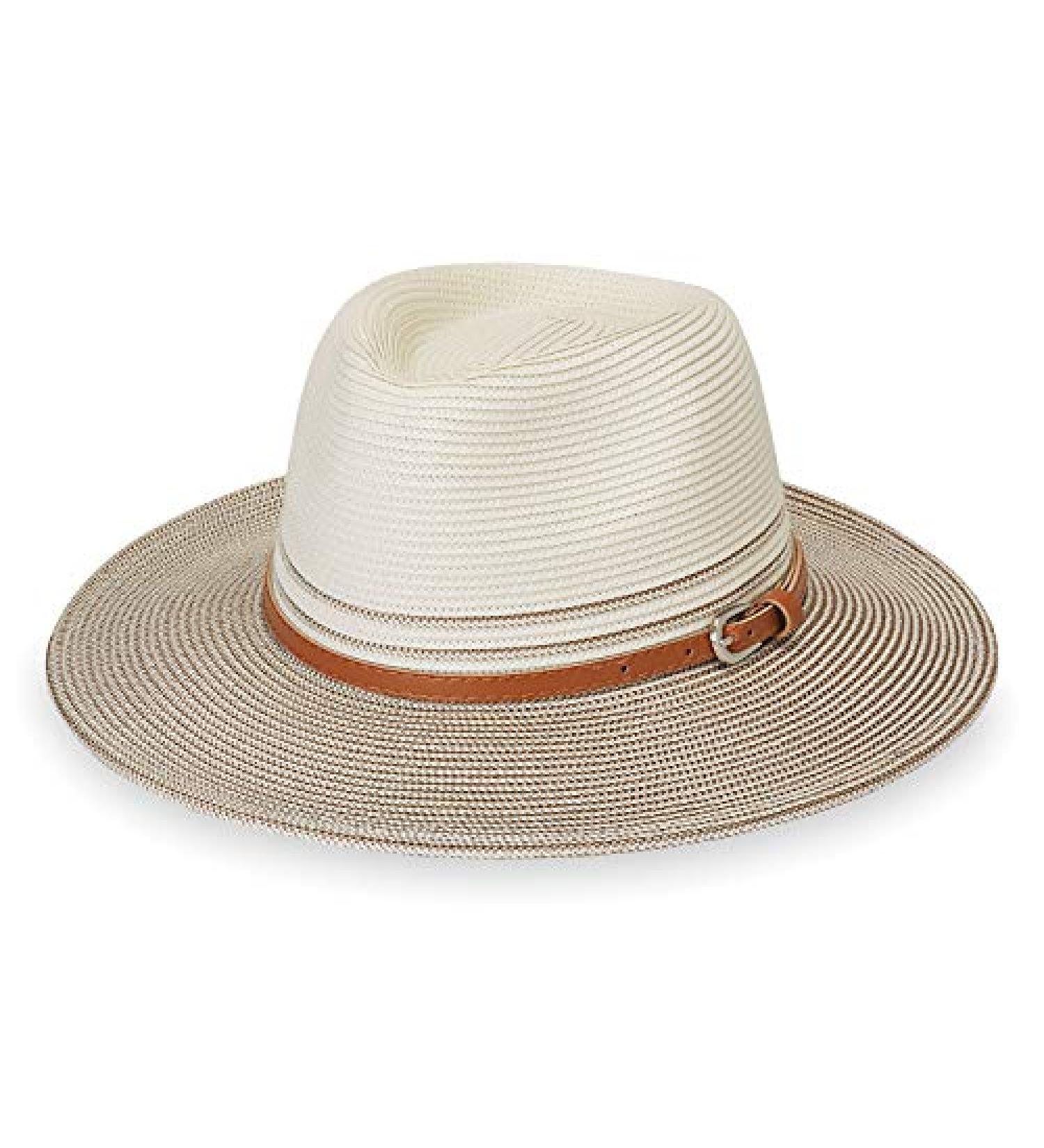 Wallaroo Hat Company Women's Petite Kristy Fedora UPF 50+ Lightweight Adjustable Packable - Ivory/Stone - Buy Online on GoSupps.com