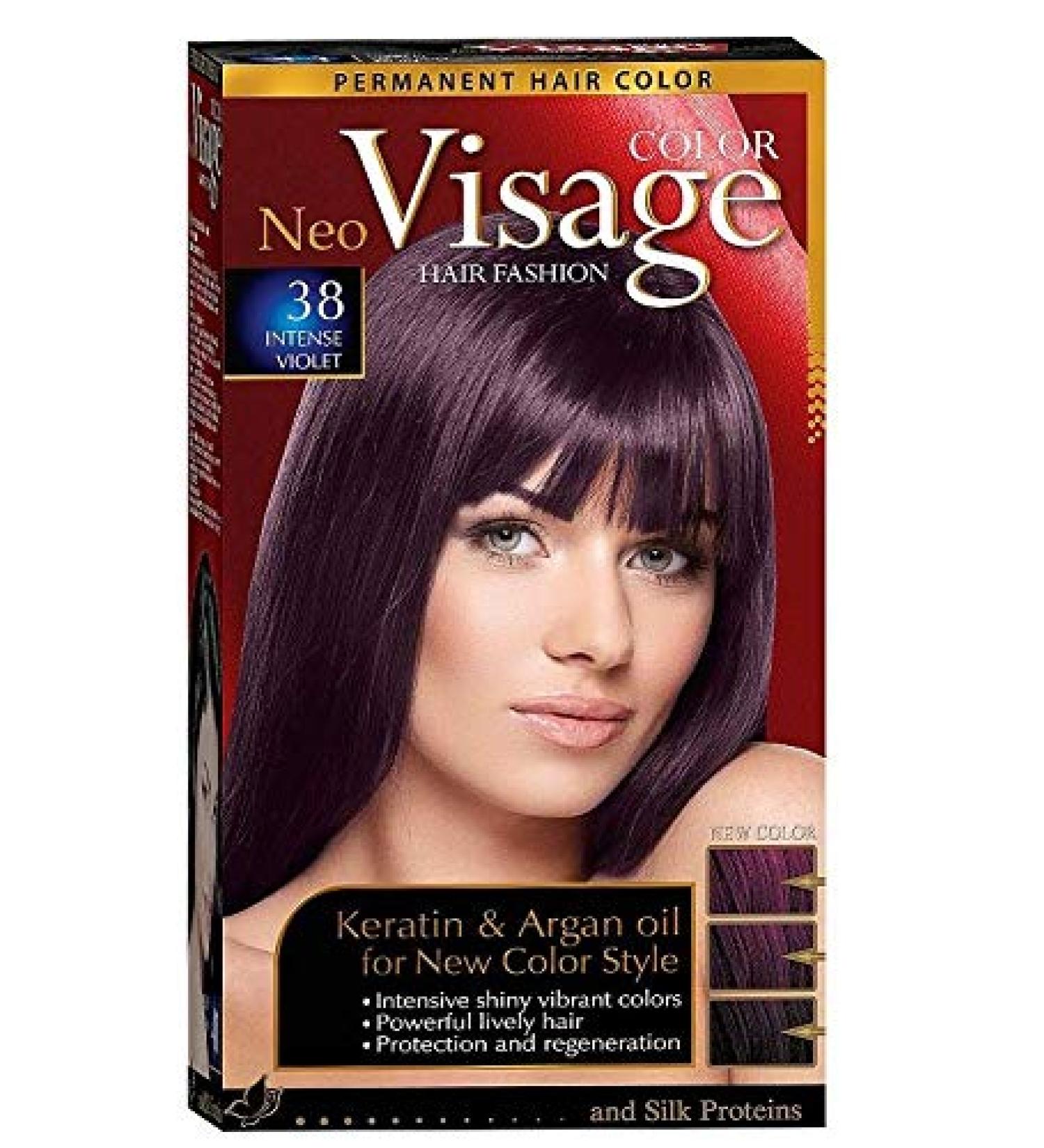Visage Hair Fashion Permanent Hair Color 38 Intense Violet Permanent Hair Color Cream with Keratin and Argan Oil - Buy Online on GoSupps.com