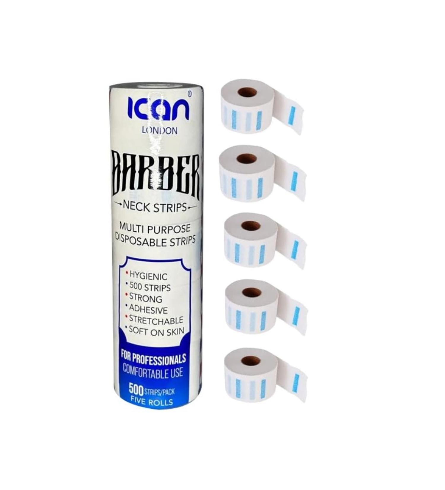 Ican 5 Rolls Barber Neck Strips | Disposable Stretch Paper Neck Protection Bands (500 Strips) - Shop Internationally - Buy Online on GoSupps.com