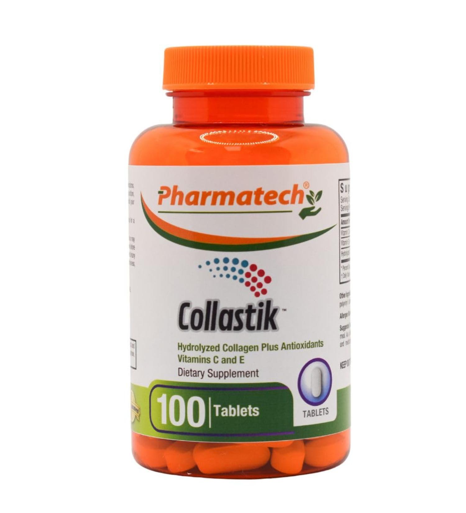 PHARMATECH Hydrolyzed Collagen and Vitamins C and E for Women. Skin and Nails Health Premium Formula Collagen Plus Antioxidants Supplement 100 Tablets Collastik - Buy Online on GoSupps.com