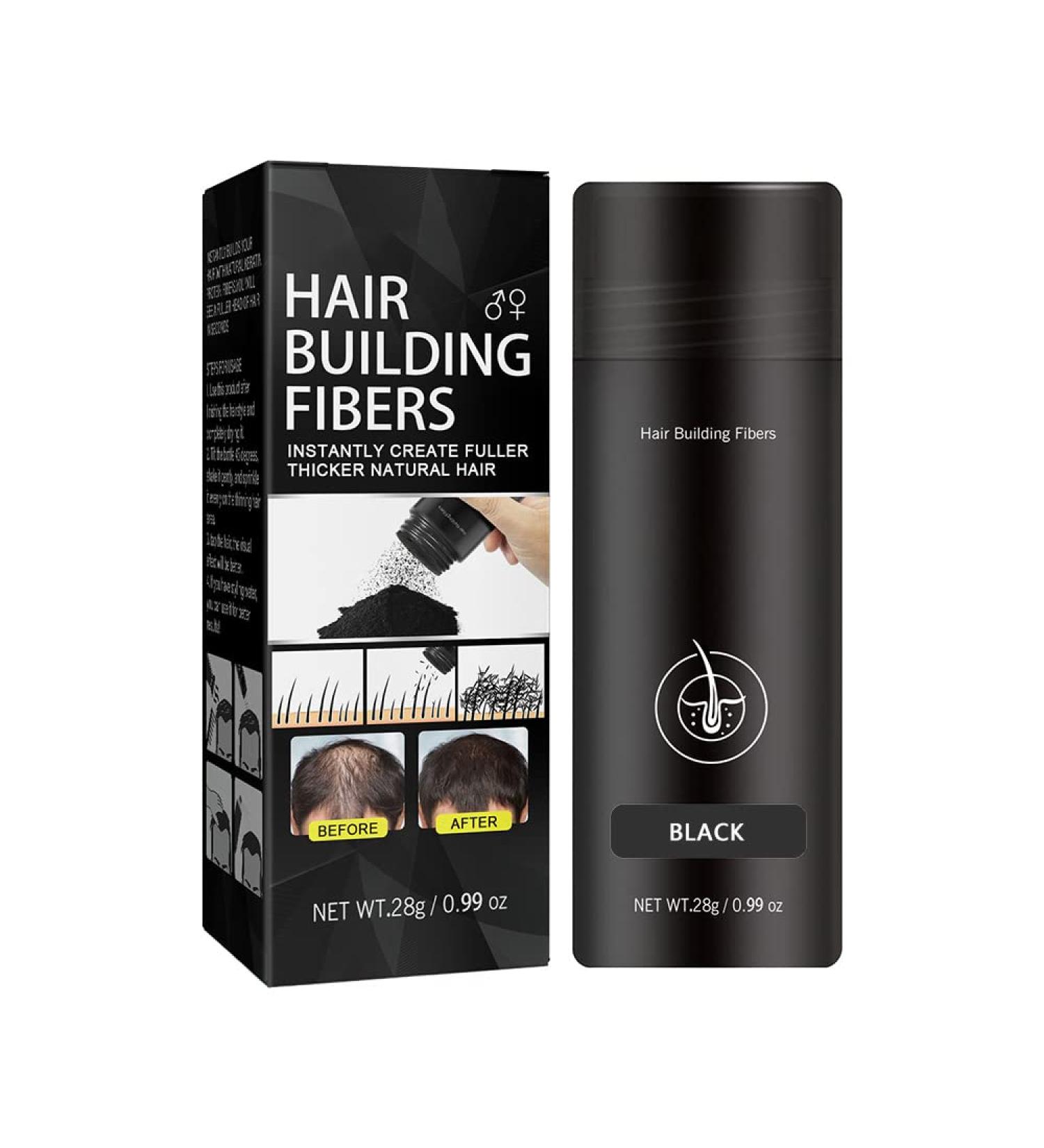 Hair Building Fibers Black - Instantly Conceal & Thicken Thinning Hair - Hair Filler Powder for Women & Men - Buy Online on GoSupps.com