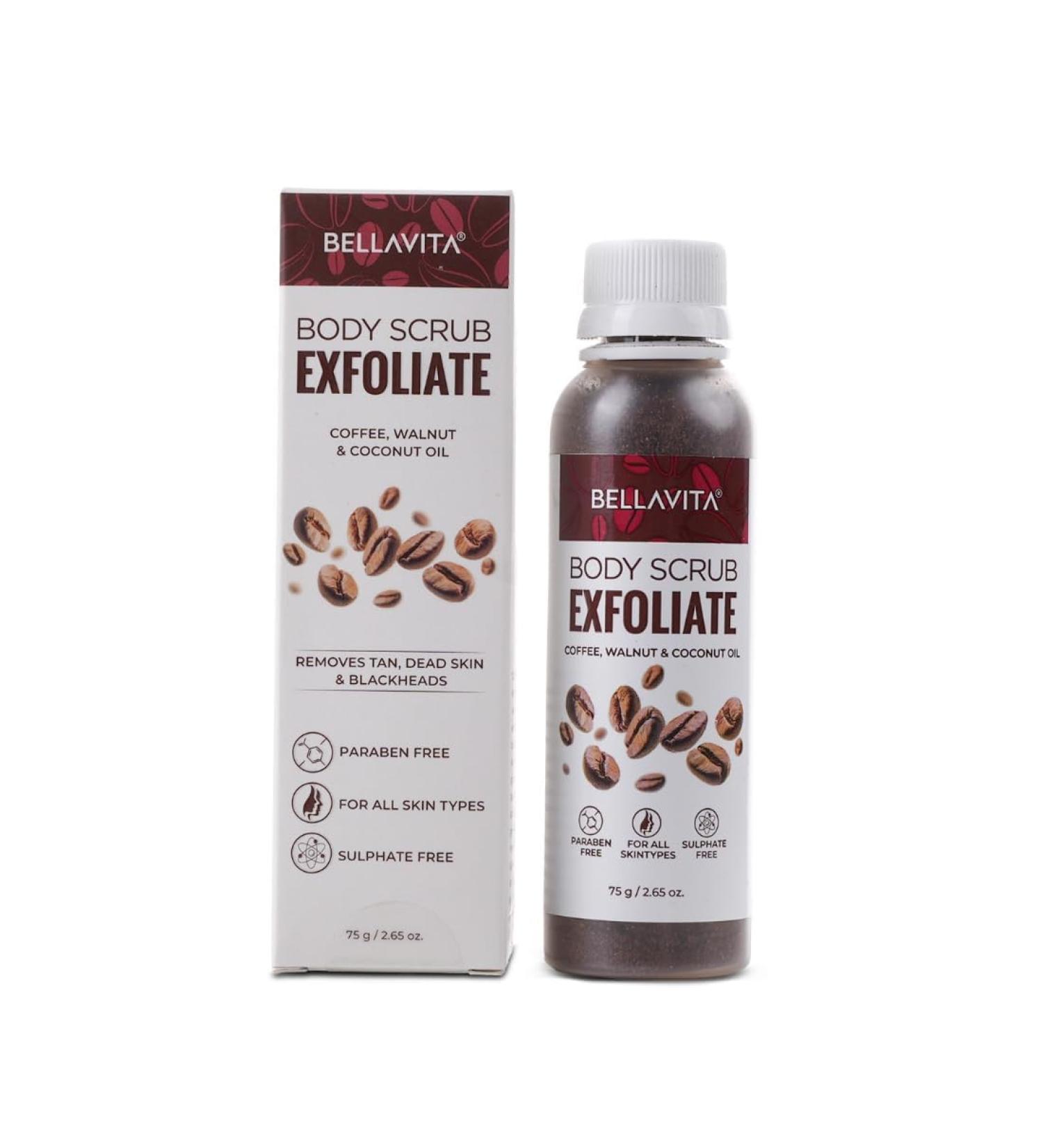 Bel la Vita Organic Exfoliate Coffee Scrub For Face & Body Blackhead Remover De Tan Removal Ayurveda Dirt Removal From Neck Knees Elbows Arms 75 G (Pack Of 1) - Buy Online on GoSupps.com