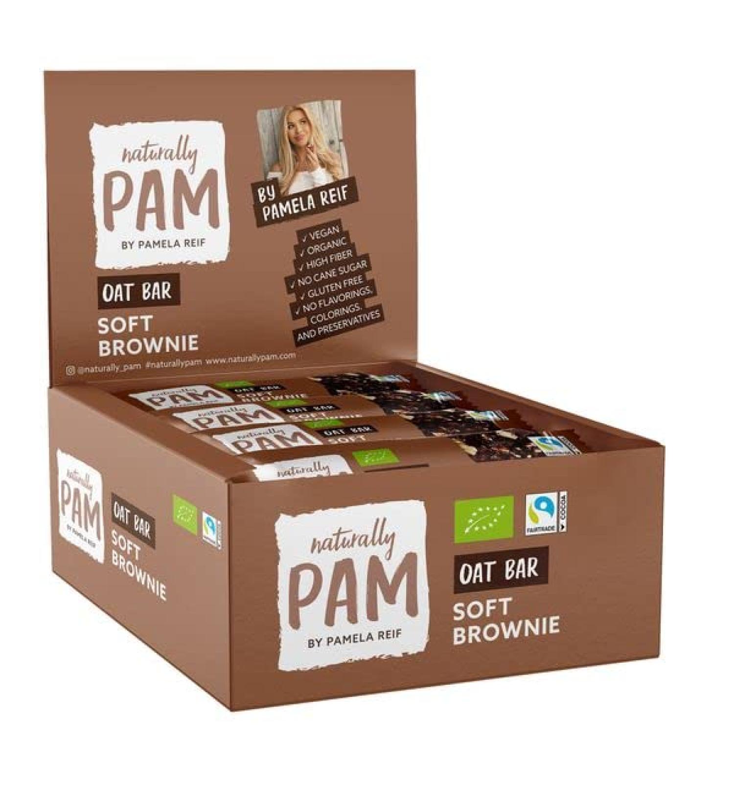 Naturally Pam Oat Bar - Vegan Gluten-Free & Cane Sugar-Free - Delicious Soft Brownie Cereal Bar by Pamela Reif (12x40g) - Buy Online on GoSupps.com