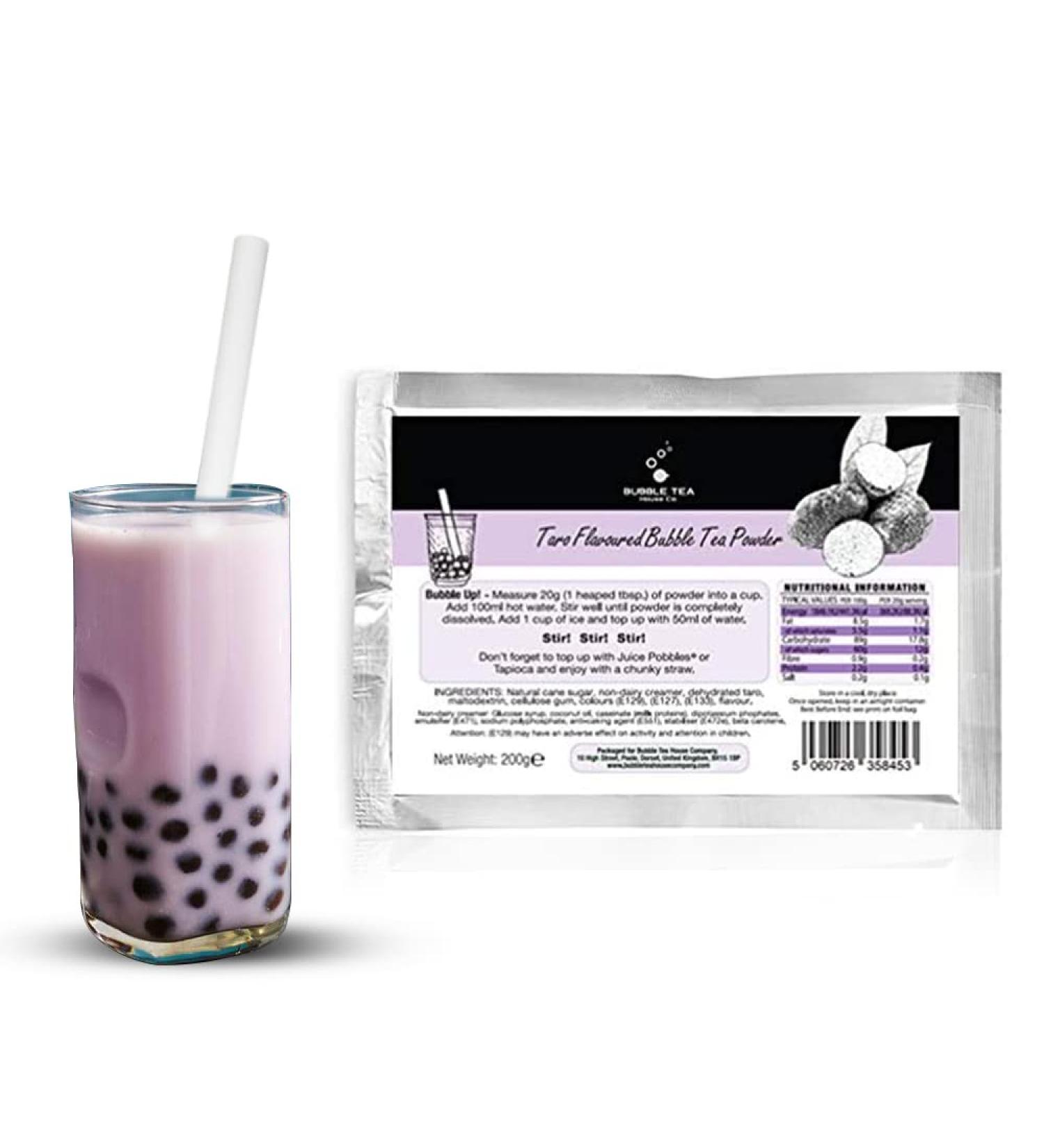 Taro Tea Powder for Bubble Tea 200 Grams - Taro Powder Makes 7 Servings- Premium Taro Milk Tea Ingredients - Gluten Free Lactose Free - Buy Online on GoSupps.com