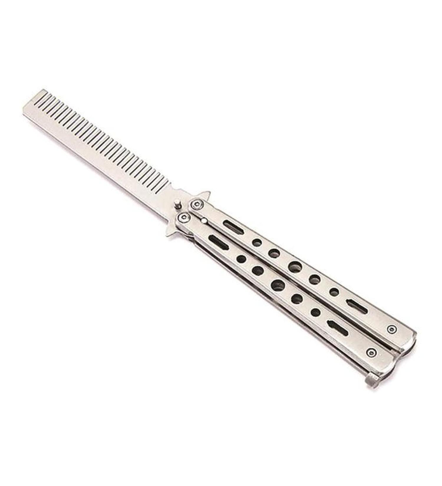Afro Comb Stainless Steel Cutter Practice Training Cutter Folding Cutter For Outdoor Camping Dull Tool Comb Barber Comb(White) - Buy Online on GoSupps.com