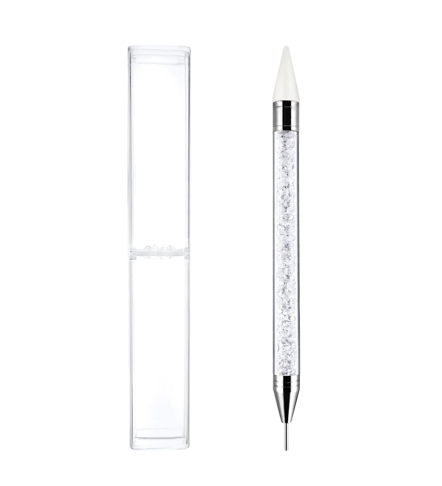 YUXIANLB Rhinestone Picker Dottin Pen Double-ended Rhinestones Crystals Gems Beads Picker Wax Pencil Pen Acrylic Handle Manicure Nail Art DIY Tool (White) - Buy Online on GoSupps.com