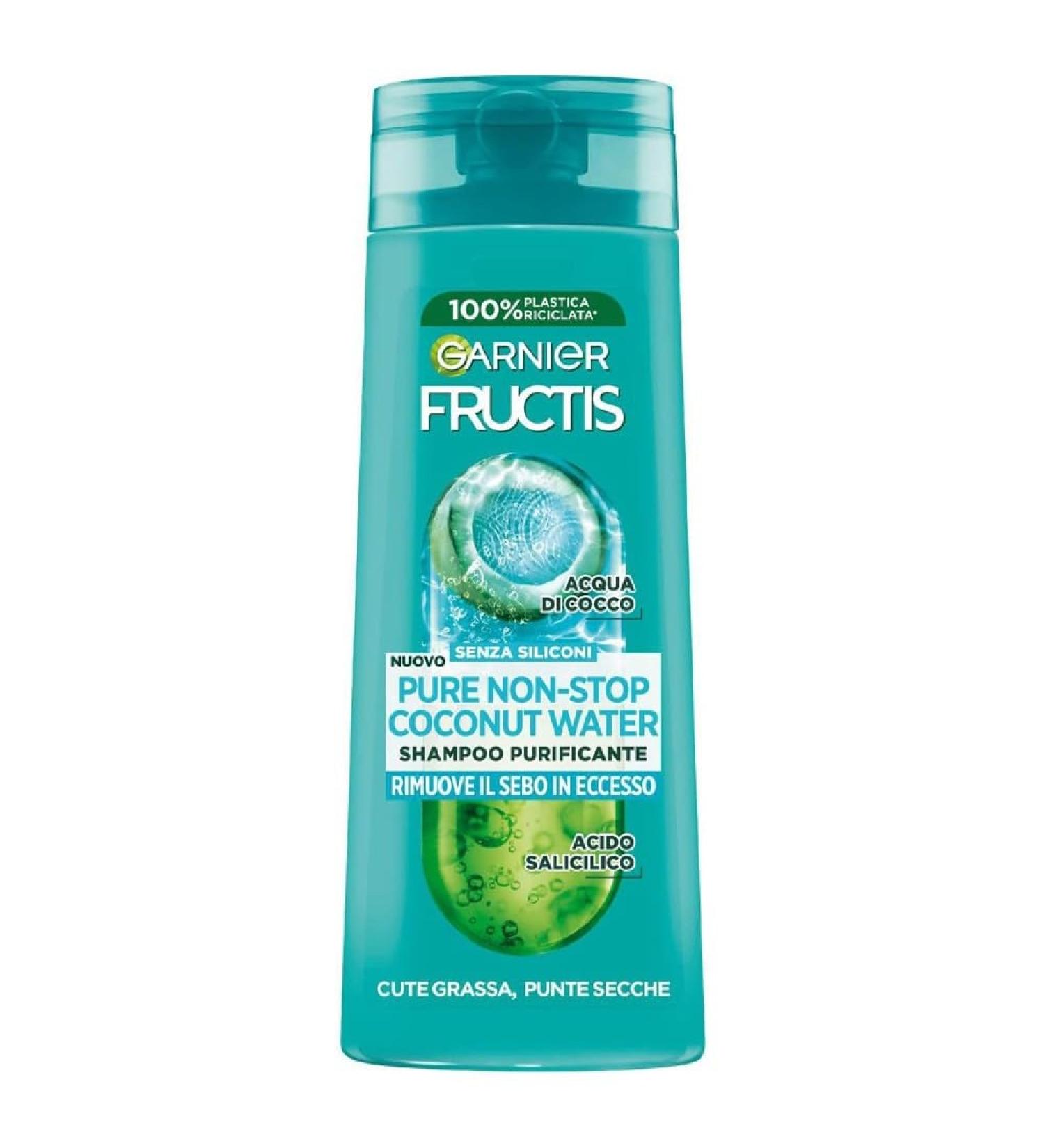 Garnier Garnier Fructis Purifying Shampoo for Oily Hair and Dry Ends Seboregulatory Action with Coconut Water Extract and Salicylic Acid Pure Non-Stop 250 ml