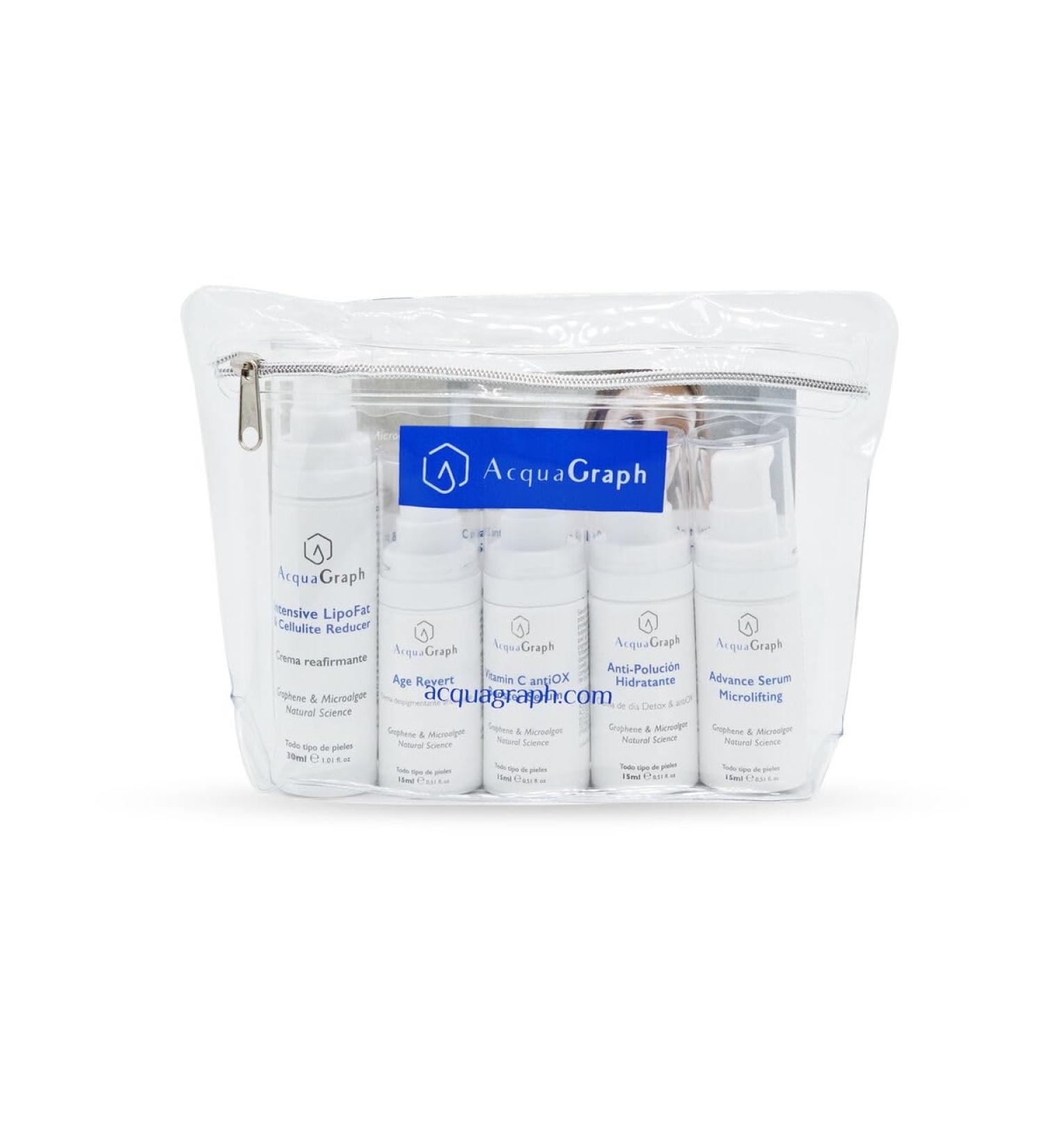 ACQUAGRAPH AcquaTravel Cosmetic Set Anti-Aging Routine Pack Anti-Wrinkle Anti-Aging Anti-Imperfections Anti-Cellulite women's creams includes a vitamin C serum. - Buy Online on GoSupps.com