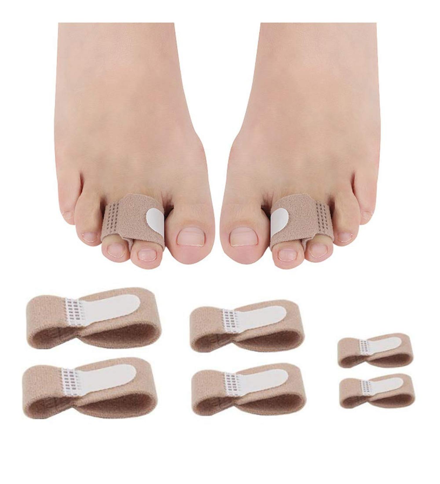 VIEEL Broken Toe Splint Wraps - Non-Slip Nylon Fabric Toe Cushioned Bandages | 6 Pack, 3 Size Options - Finger Protectors for Hallux Valgus & Hammer Toe Separators - Buy Online on GoSupps.com