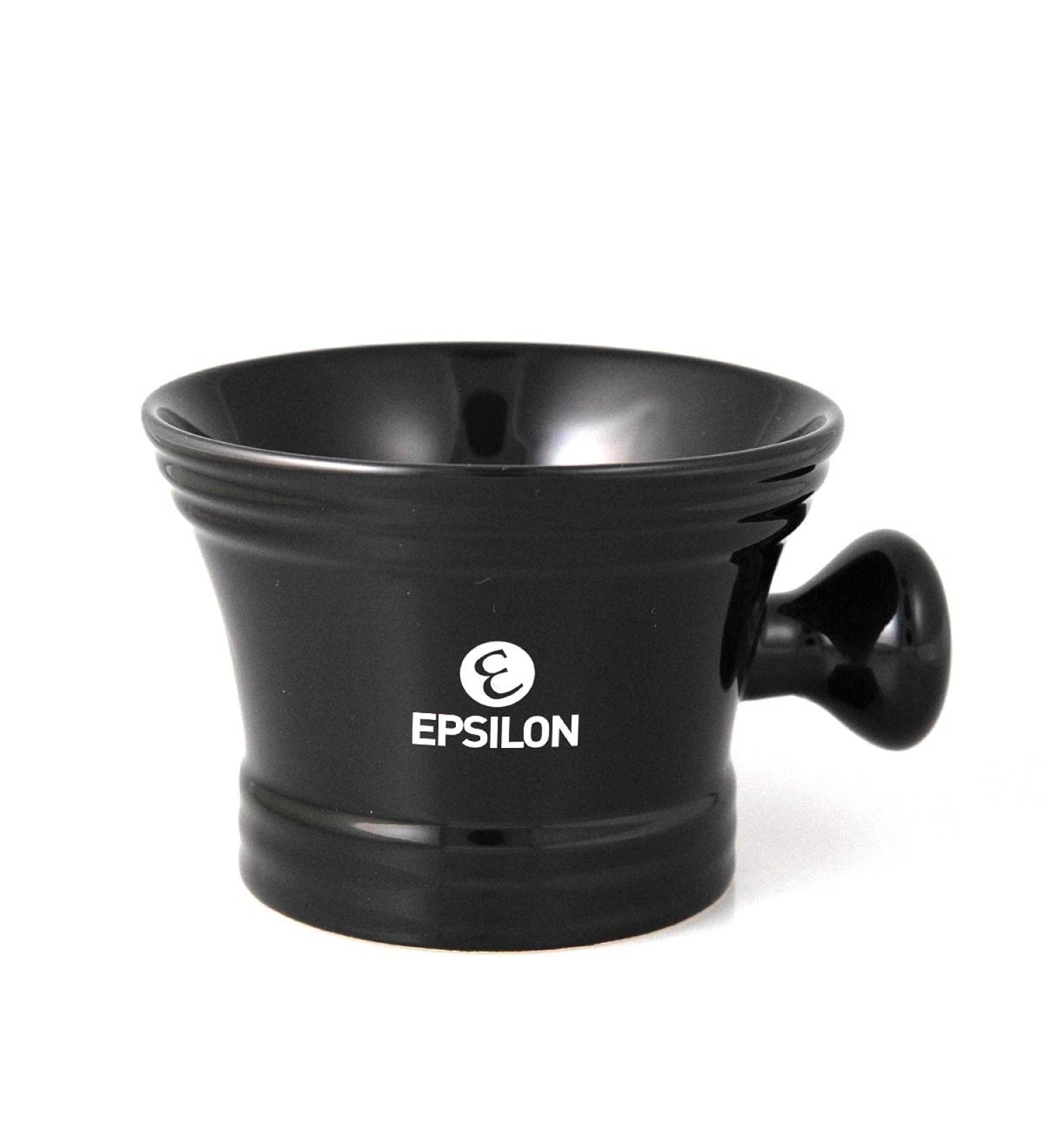 Epsilon ceramic shaving bowl with black handle standard unique