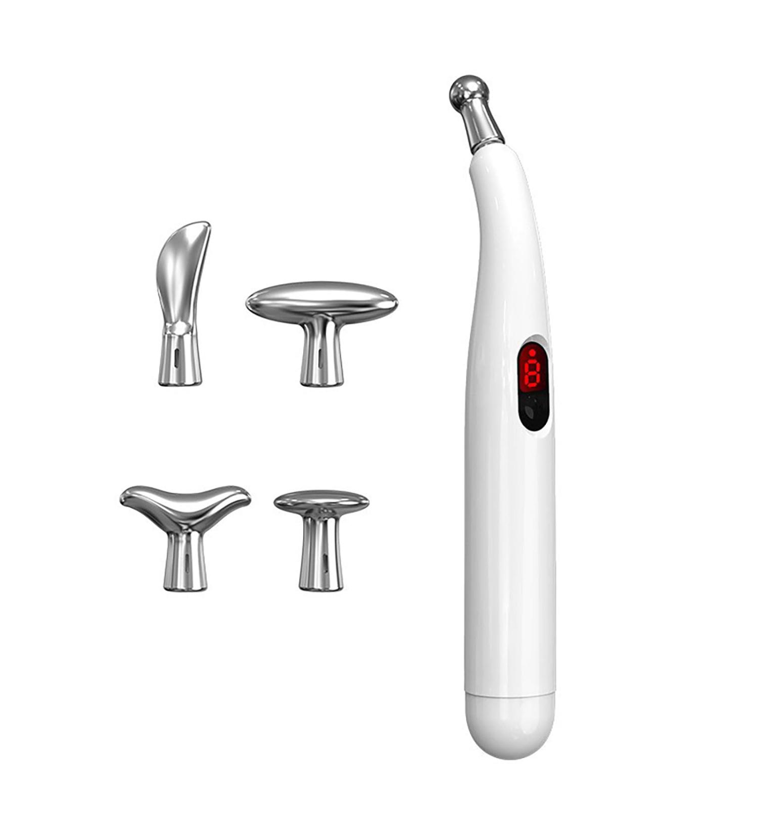 Rechargeable Acupuncture Pencil Therapy Chalk - Pain Relief Acupoints Detector with 5 Massage Heads - Buy Online on GoSupps.com