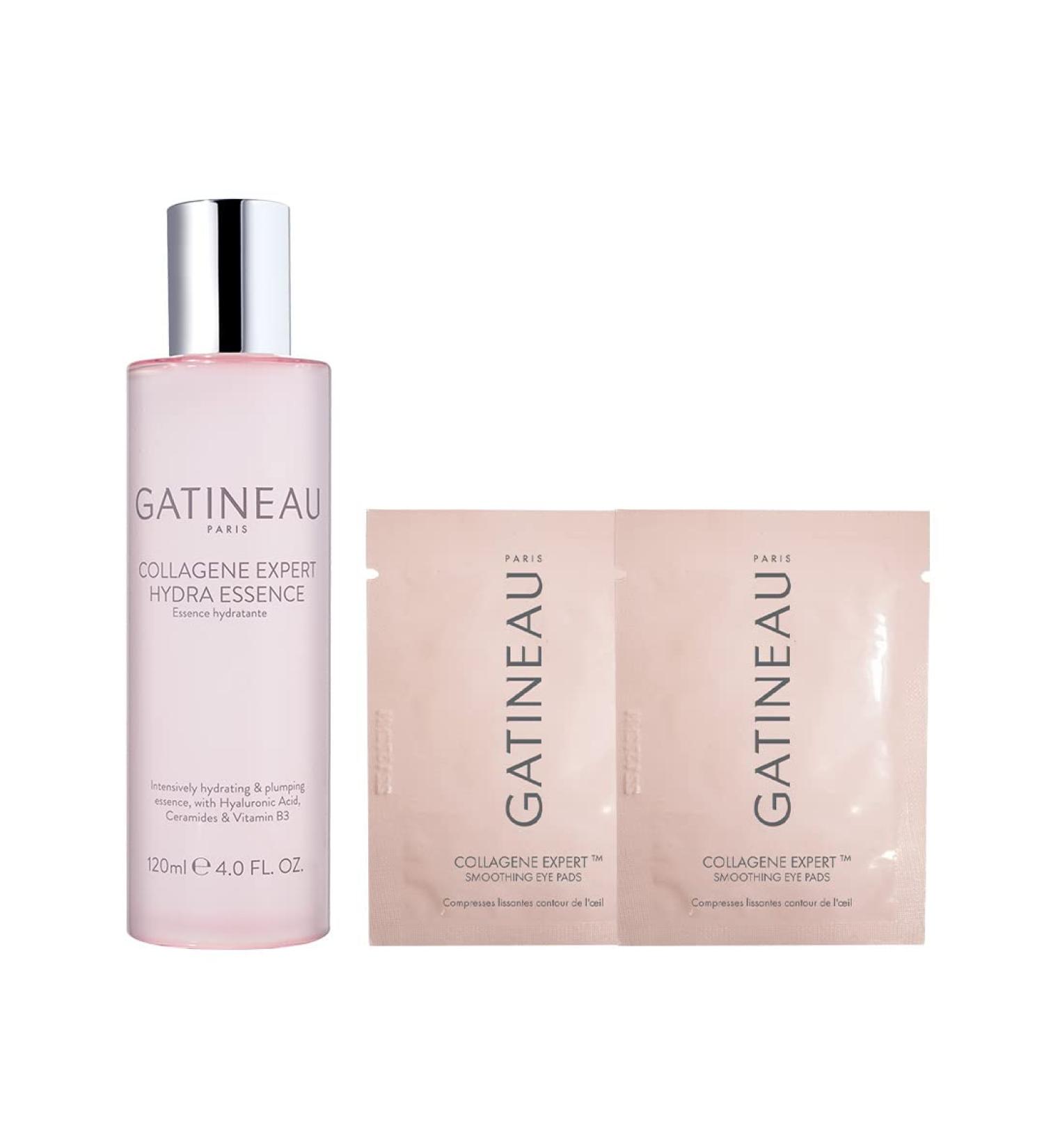 Gatineau - Collagene Expert Hydra Essence (120ml) & Collagene Expert Smoothing Eye Pads (2 sachets) Hydrating and Plumping for Youthful Complexion Eye Pads (2 sachets) & Hydra Essence - Buy Online on GoSupps.com