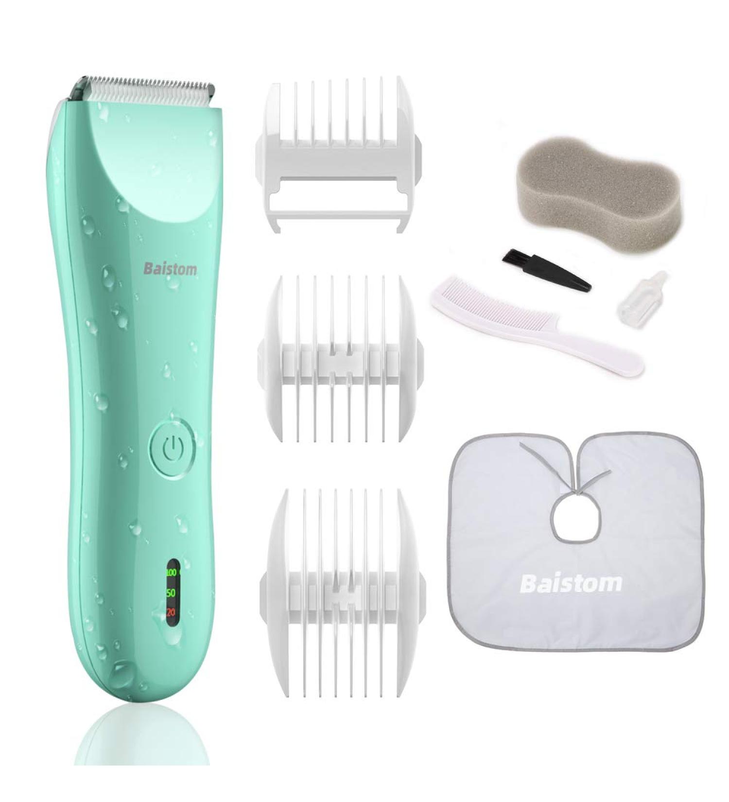 Quiet Waterproof Baby Hair Clippers - Rechargeable Hair Trimmer for Kids and Boys in Green - Buy Online on GoSupps.com