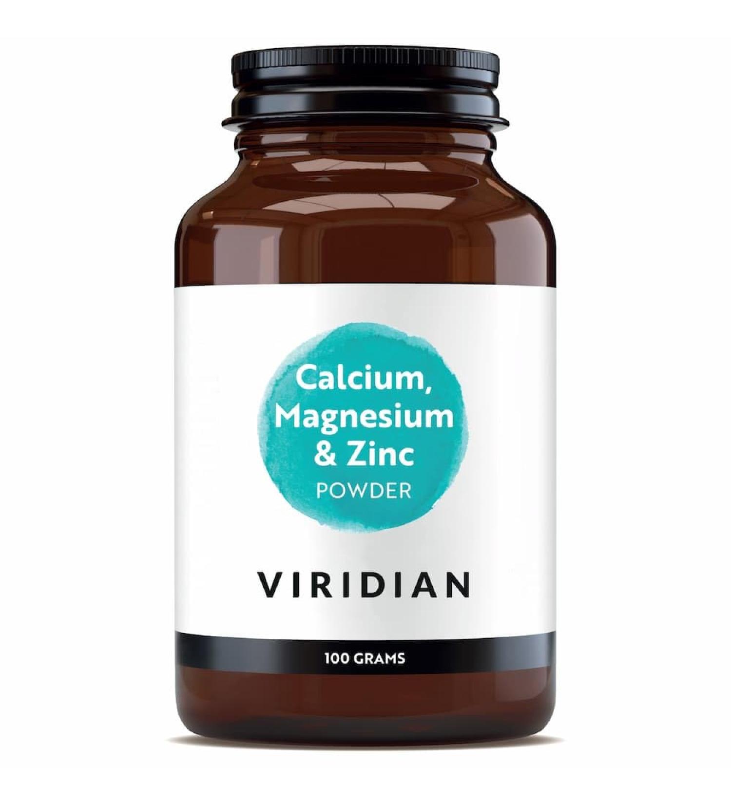 Viridian - Calcium Magnesium & Zinc Powder 100g | with Vitamin C & Malic Acid | Supports Bone Health Immunity & Cognitive Function | Skin Hair Nails & Eyes | Nutritionist Formulated