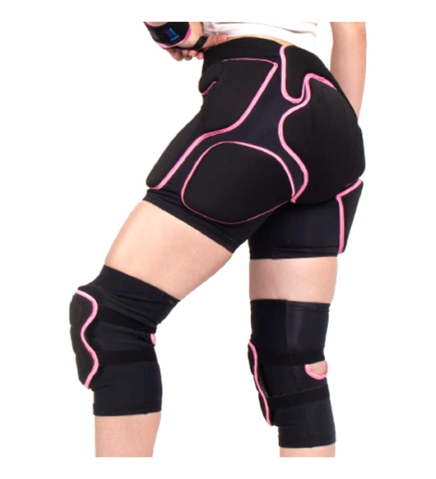BelugaDesign Women's Padded Shorts Knee Set | Winter Sports Protective Gear | Large Black Pink - Buy Online on GoSupps.com