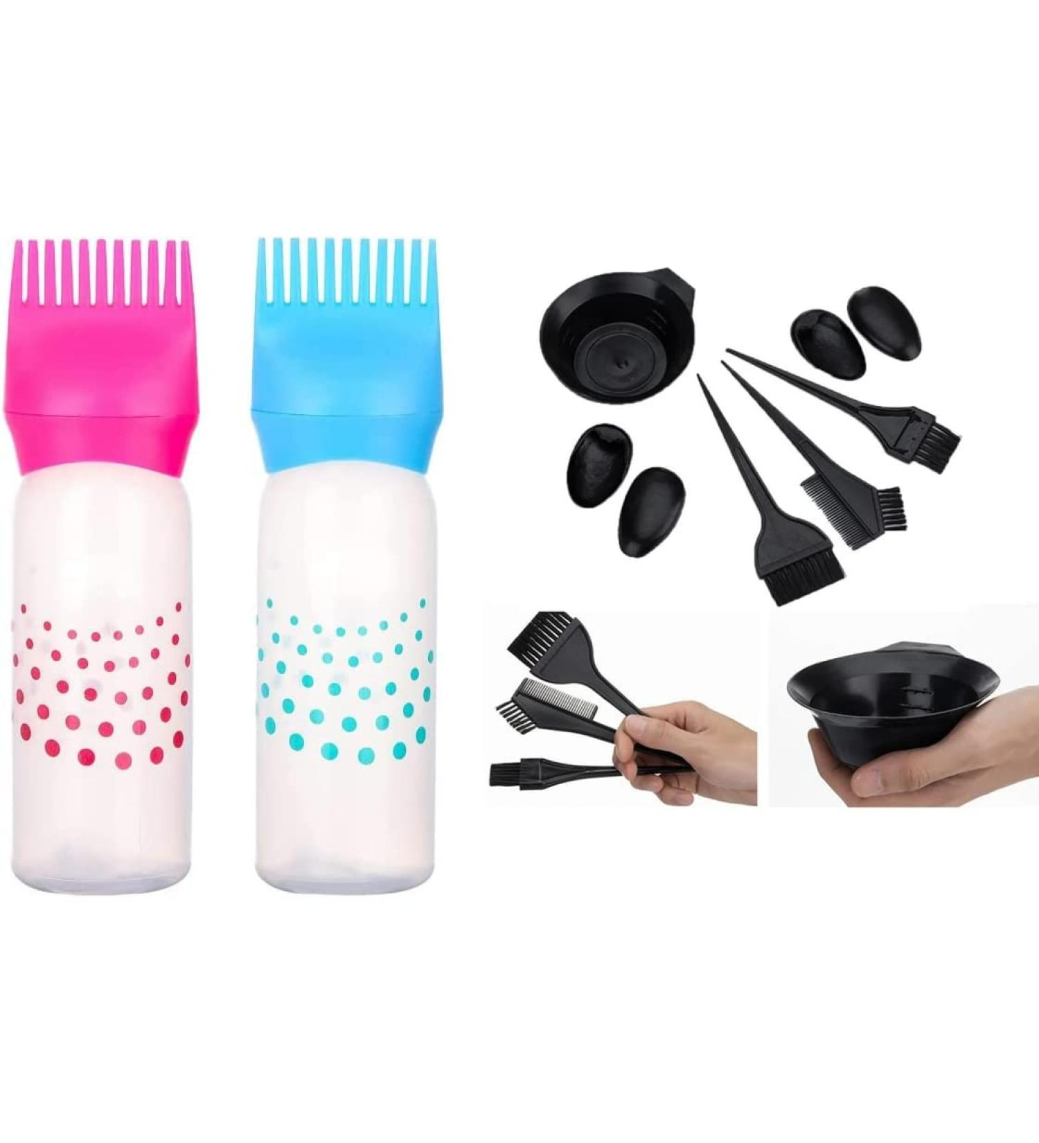 Twiilight 10pcs Professional Root comb Applicator bottles Hair dye applicator bottle Brushes Dyeing comb Ear covers with mixing bowl - Buy Online on GoSupps.com