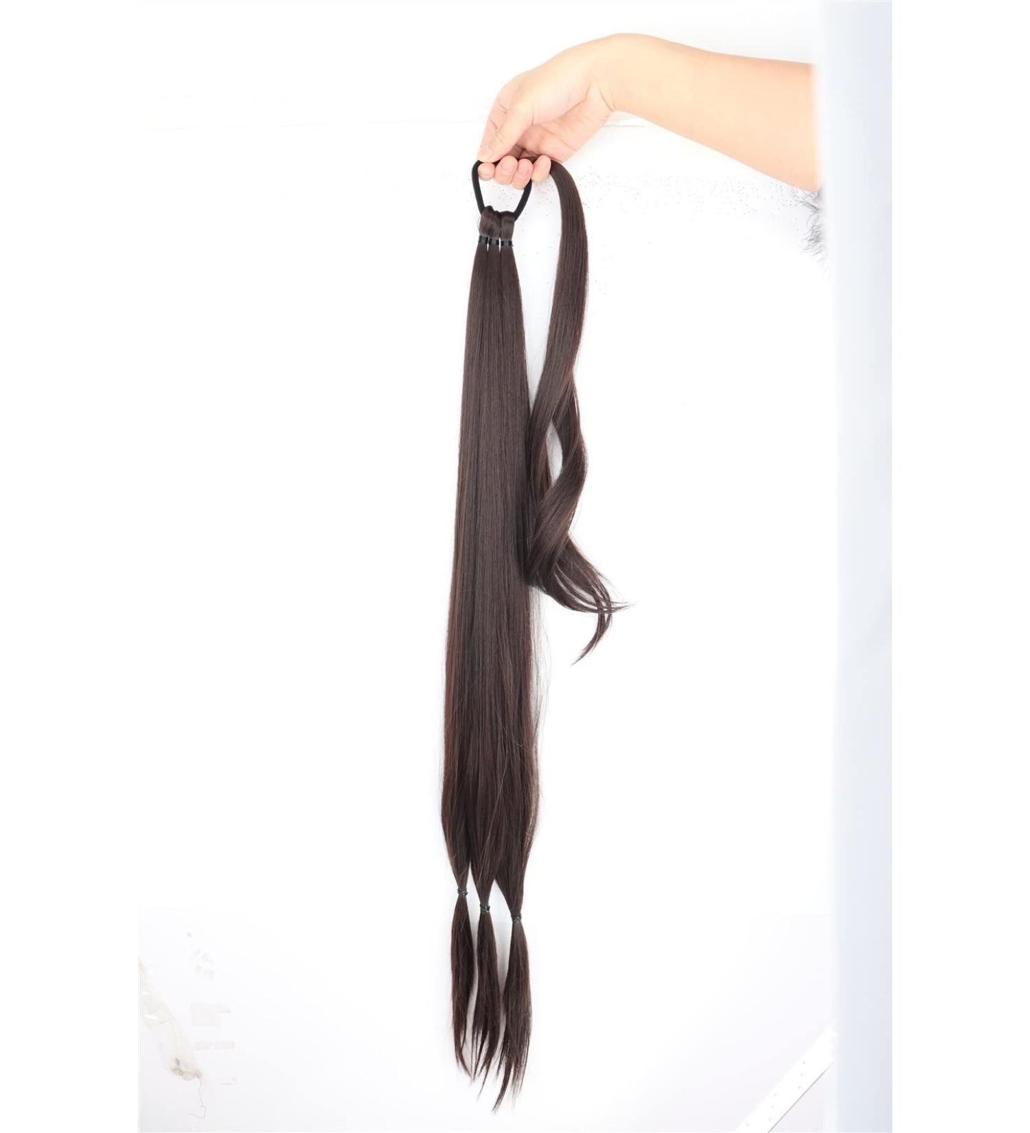 Ponytail Extensions Temperature Fiber Suitable for Women 34 Inch Synthetic Braided Ponytail Hairpieces with Elastic Rubber Band Heat-Resistant High for Women(Color:4) 34inches 4 - Buy Online on GoSupps.com