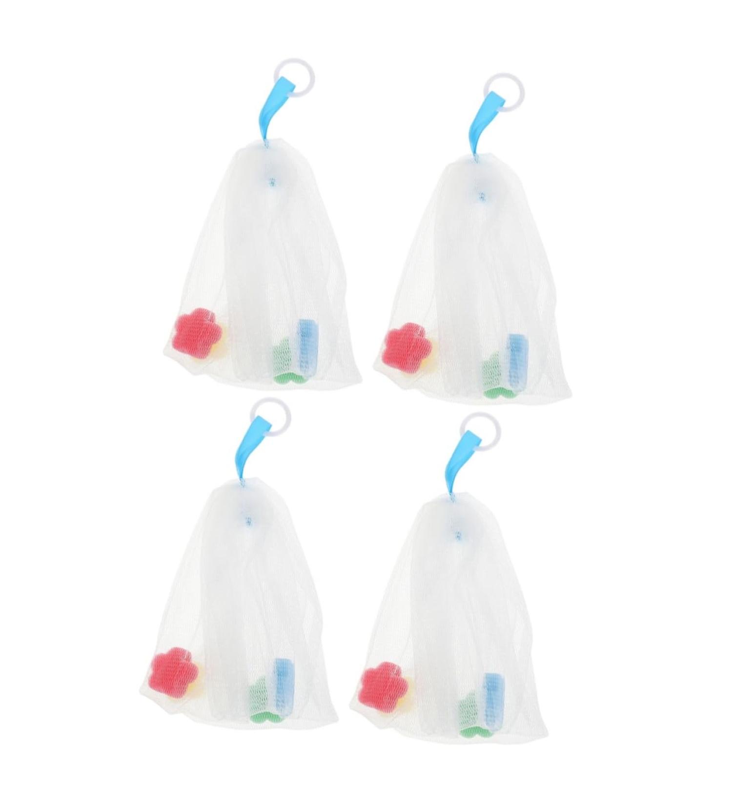 Baluue 4 Pcs Foaming Net Soap Mesh Pouches Portable Soap Exfoliating Soap Bag Soap Pouch White Pe - Buy Online on GoSupps.com